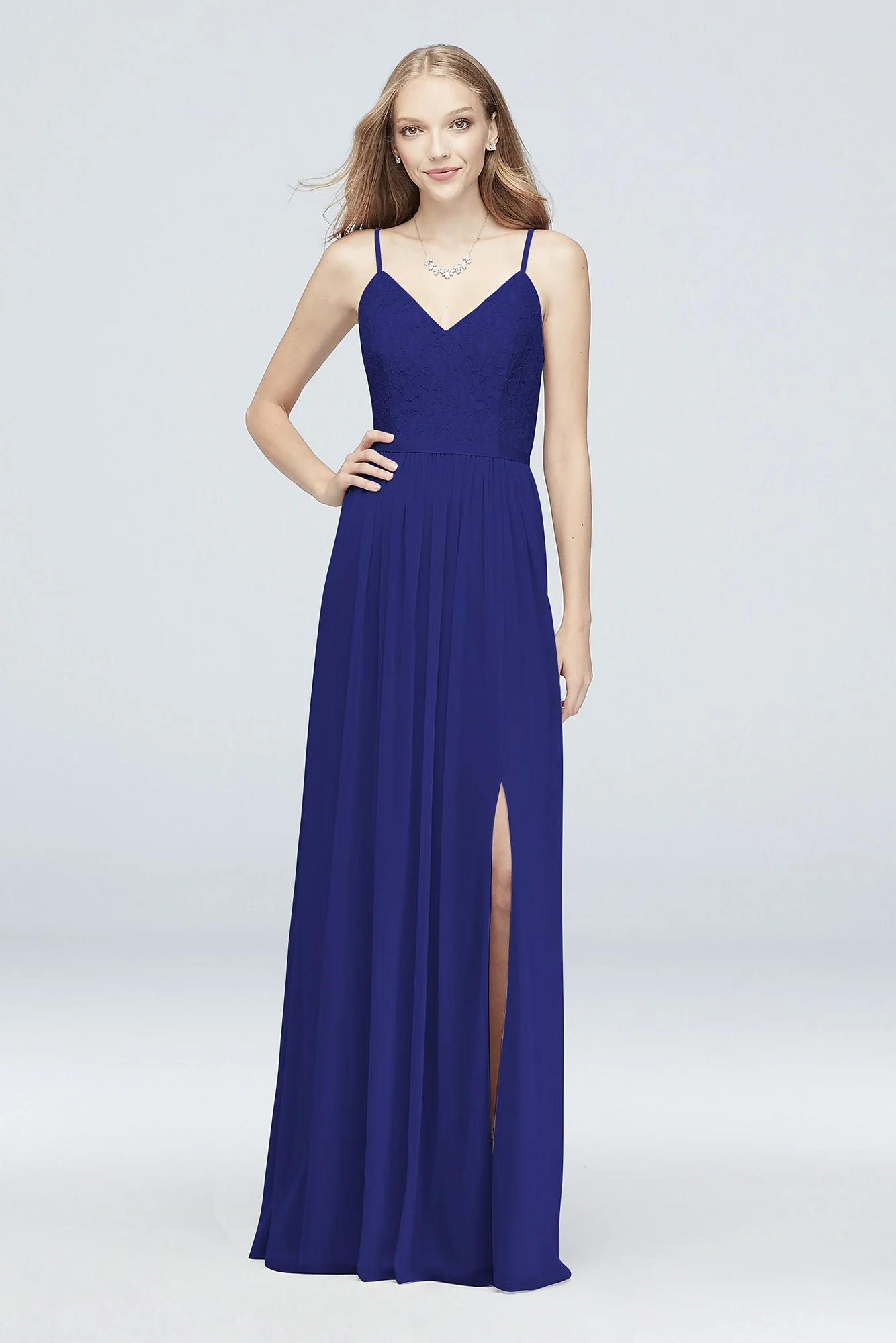 Long Corded Lace and Mesh Bridesmaid Dress - Image 101