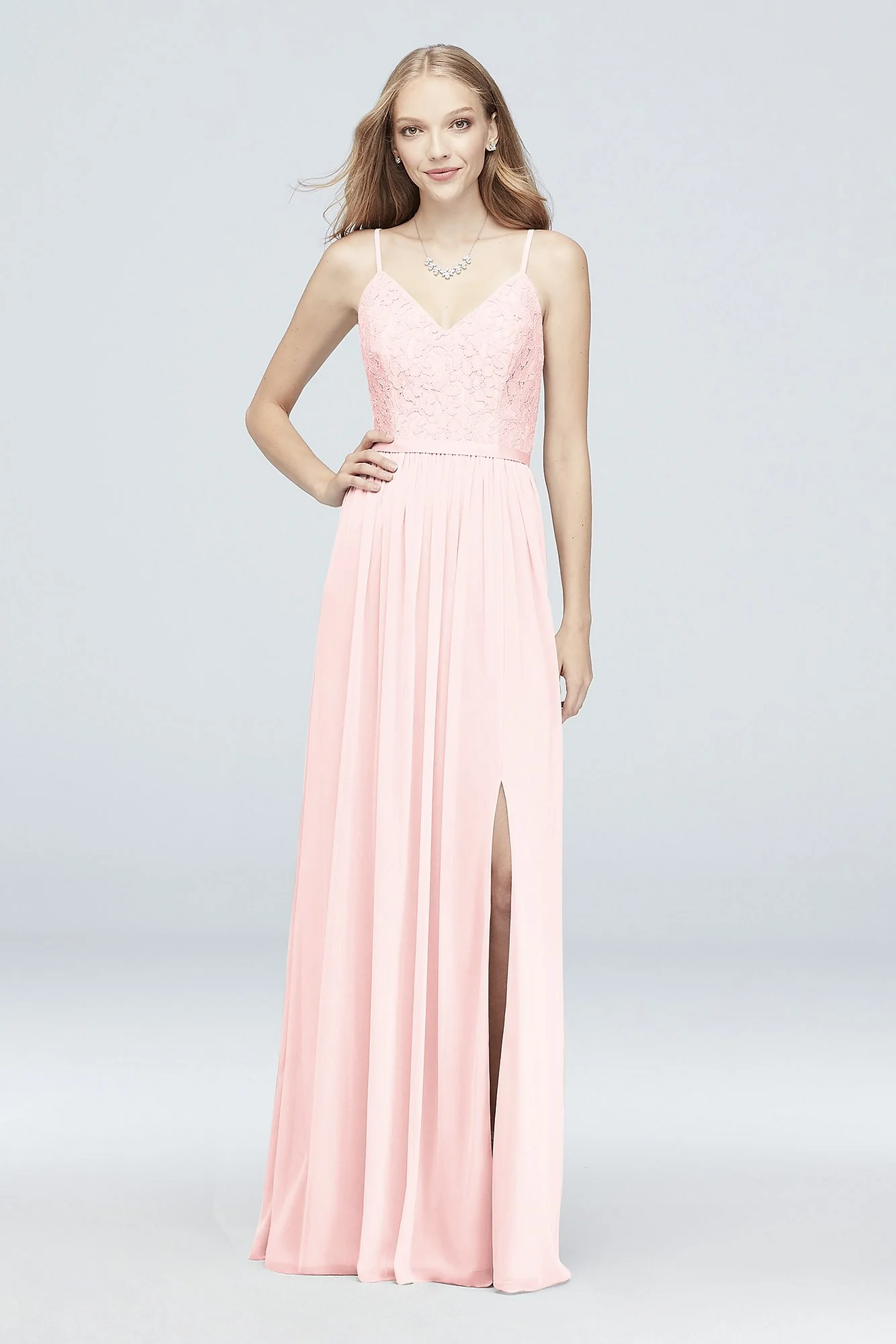 Long Corded Lace and Mesh Bridesmaid Dress - Image 104