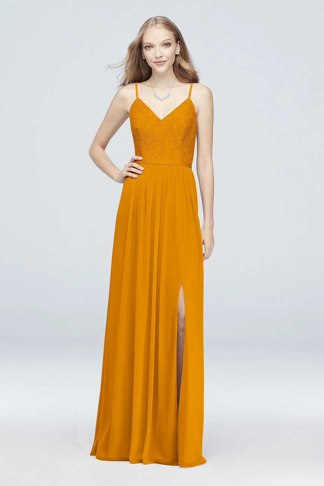 Long Corded Lace and Mesh Bridesmaid Dress - Image 108