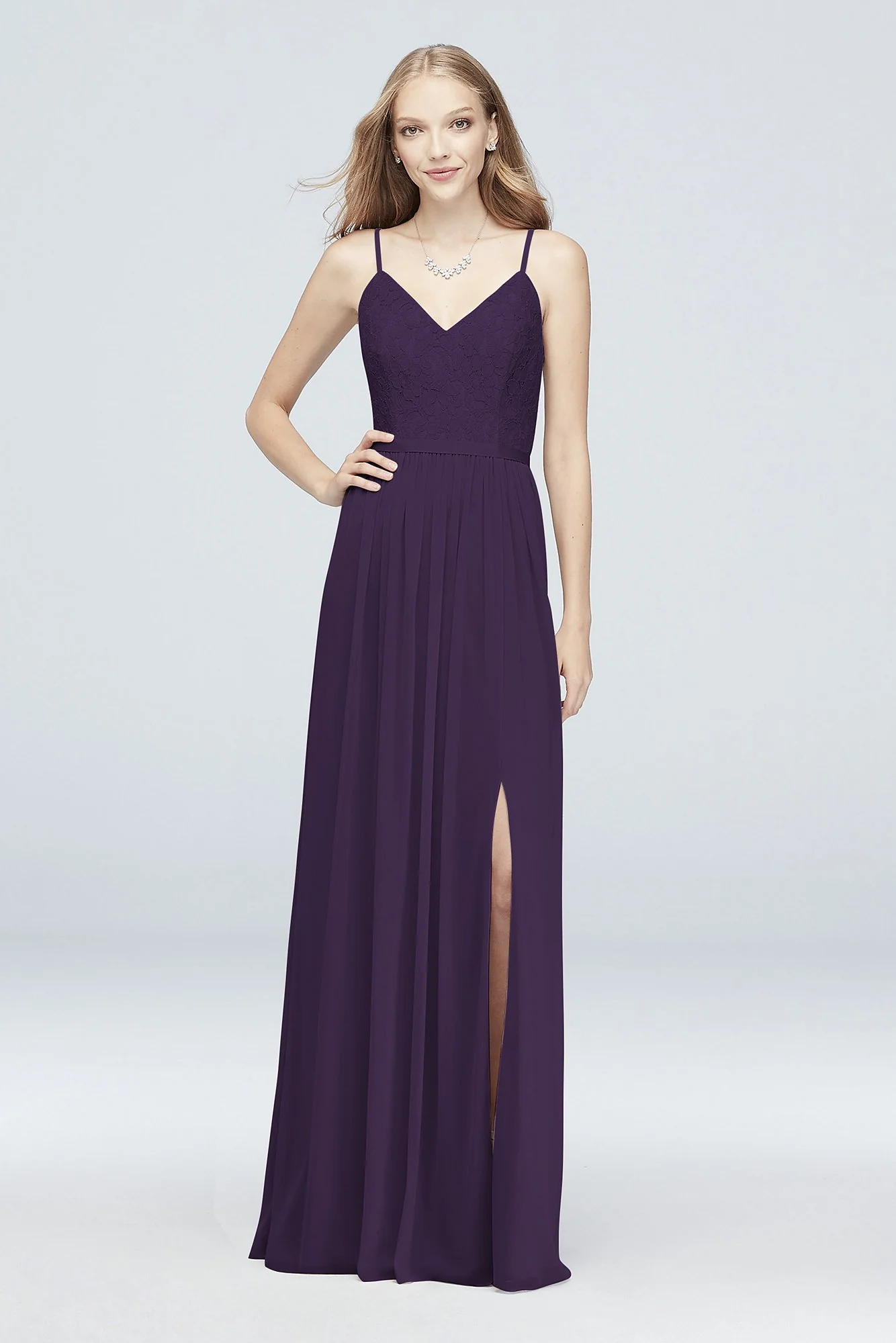 Long Corded Lace and Mesh Bridesmaid Dress - Image 109