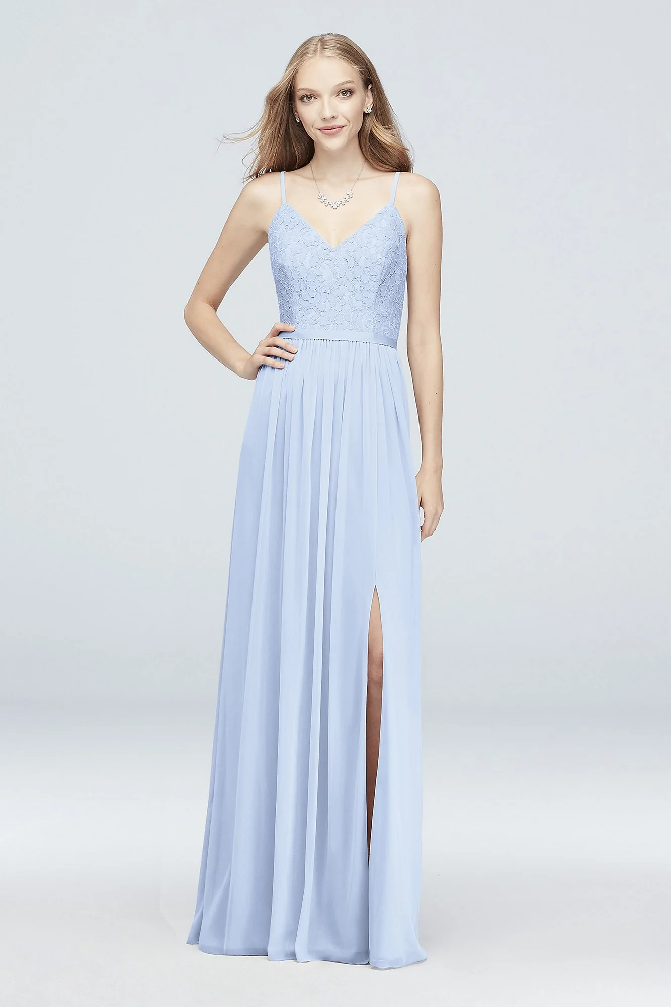 Long Corded Lace and Mesh Bridesmaid Dress - Image 71