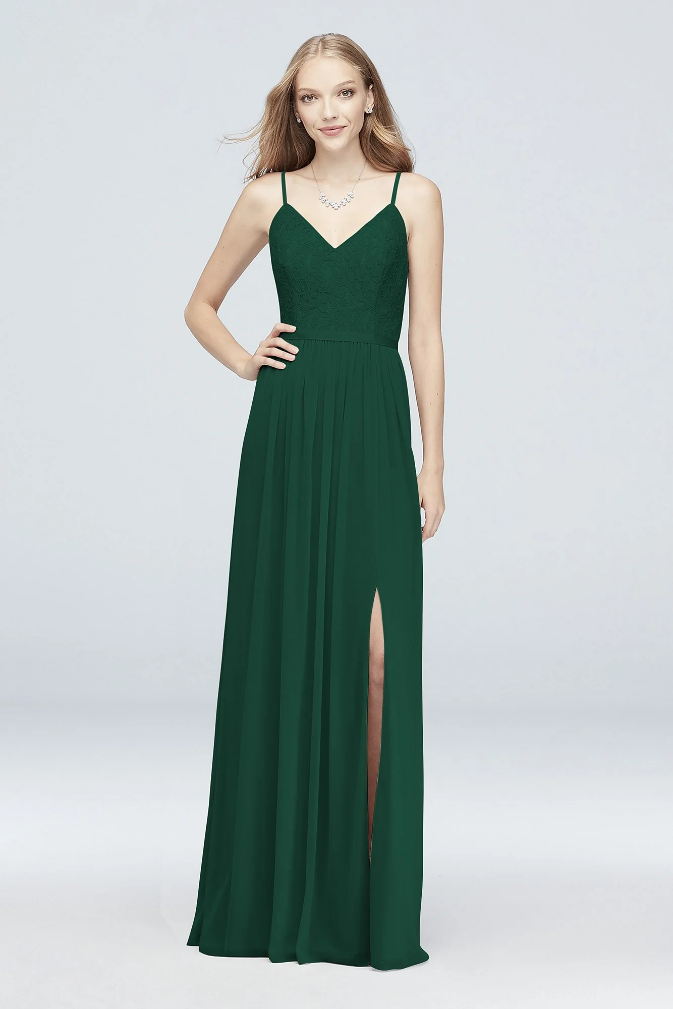 Long Corded Lace and Mesh Bridesmaid Dress - Image 79