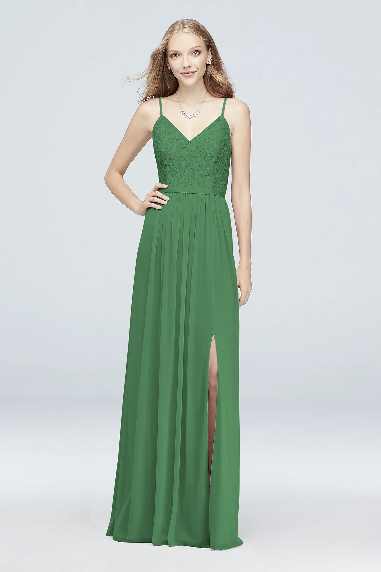 Long Corded Lace and Mesh Bridesmaid Dress - Image 82