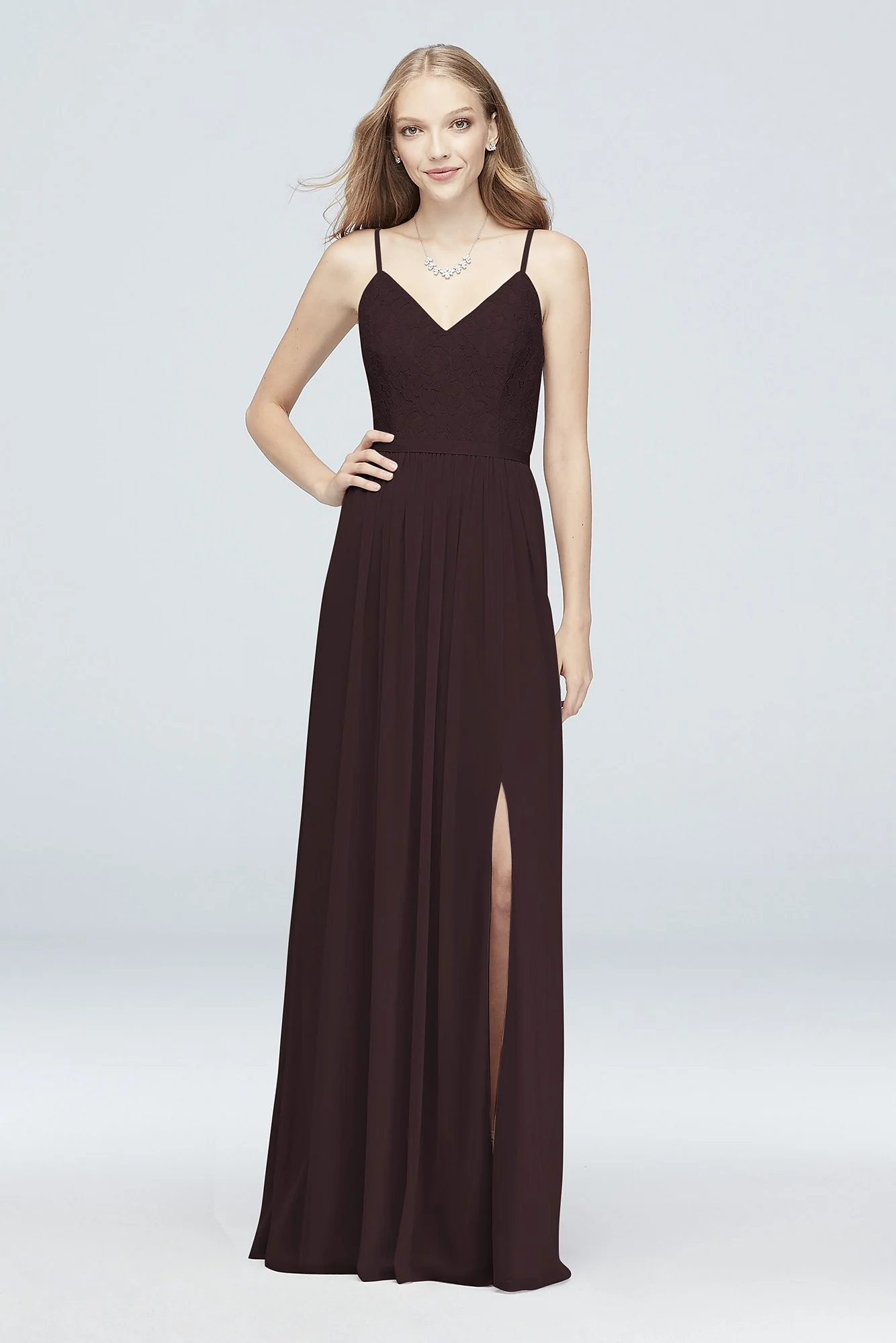 Long Corded Lace and Mesh Bridesmaid Dress - Image 93
