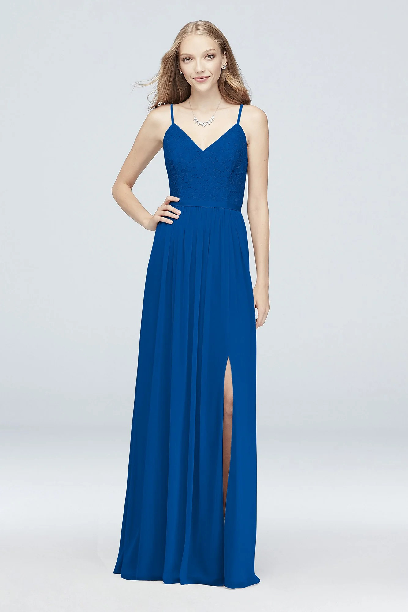 Long Corded Lace and Mesh Bridesmaid Dress - Image 97