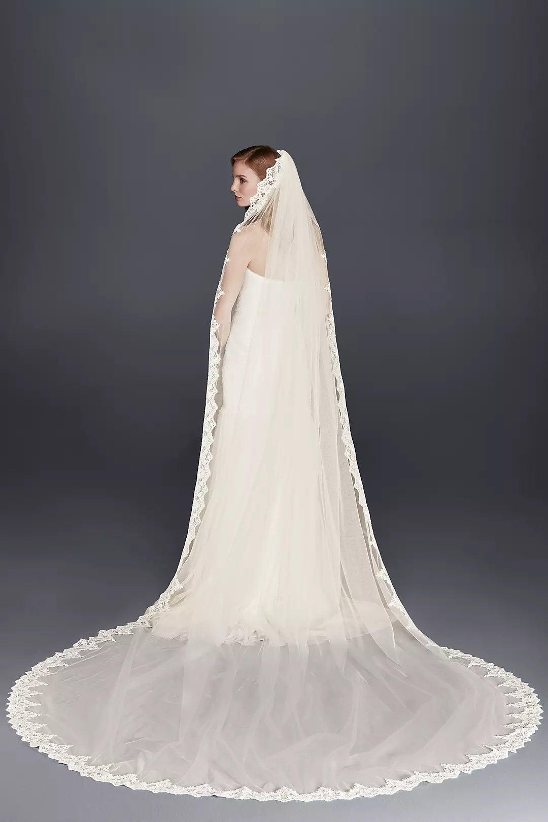 Corded Lace Cathedral Veil with Scalloped Edge - Image 2