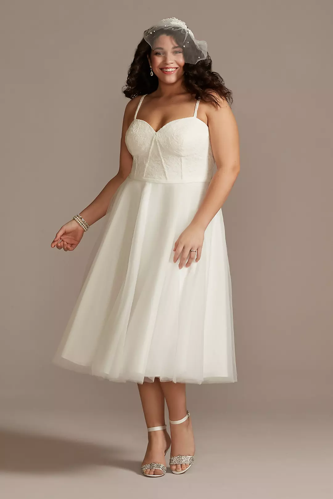 Corded Lace Corset Bodice Dress with Tulle Skirt - Image 2