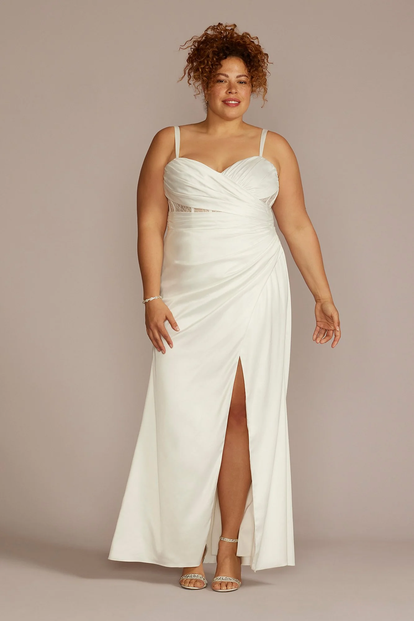 Corset Bodice Pleated Sheath Wedding Dress - Image 3