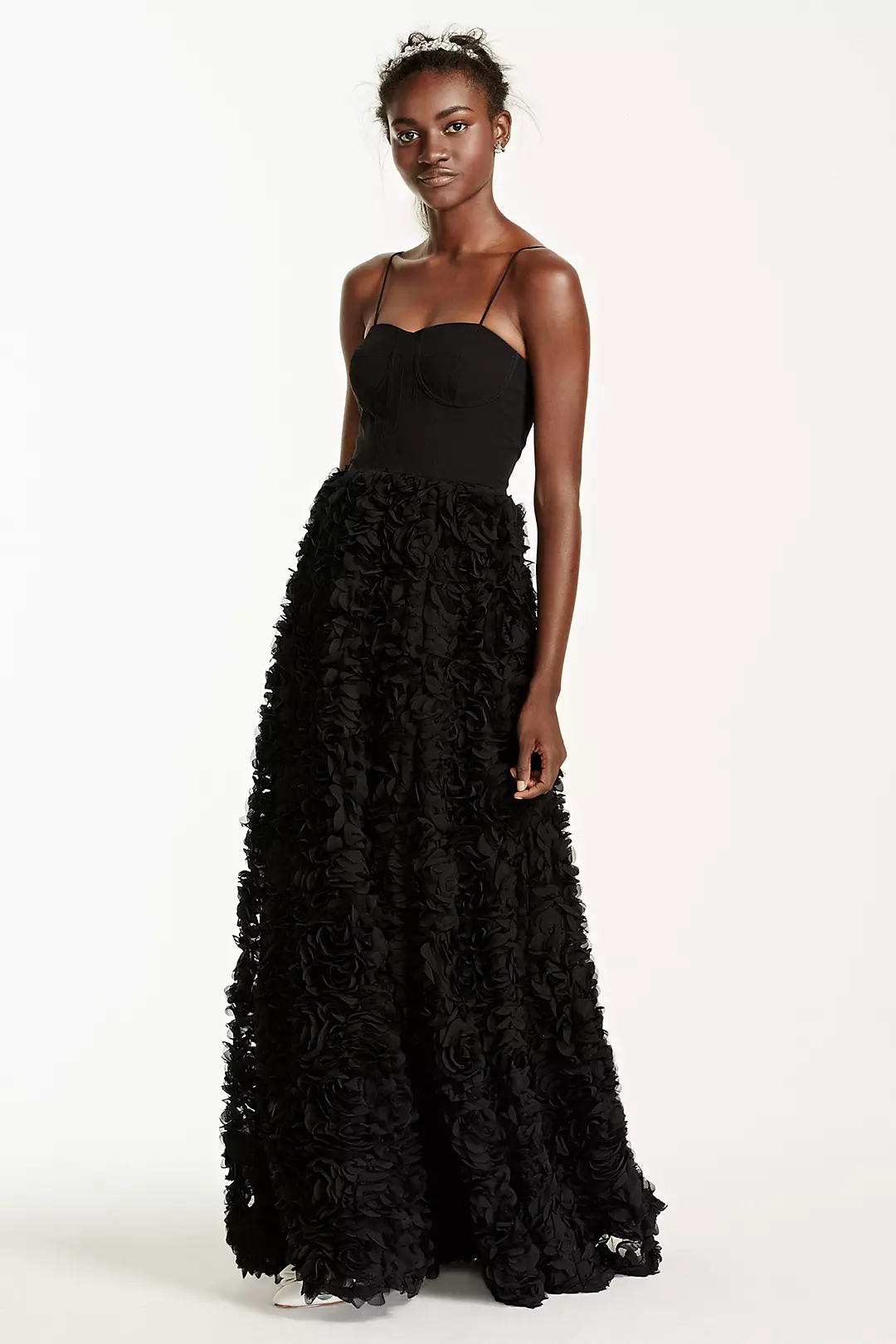 Corset Gown with Floral 3D Texture Skirt - Image 2