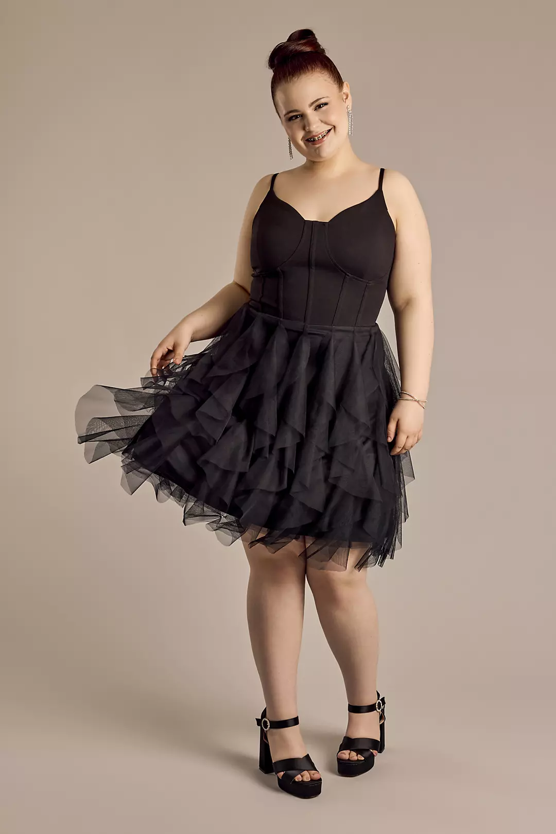 Corset Ruffle Skirt A-Line Mini Dress - Image 11