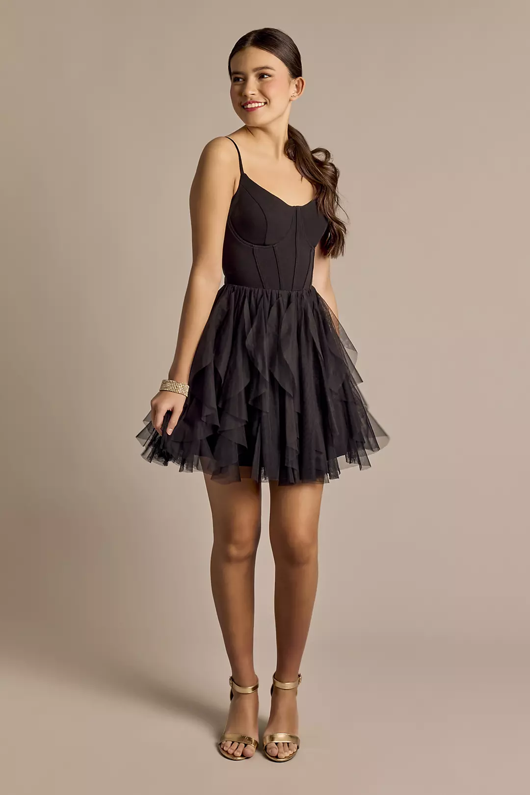 Corset Ruffle Skirt A-Line Mini Dress - Image 4