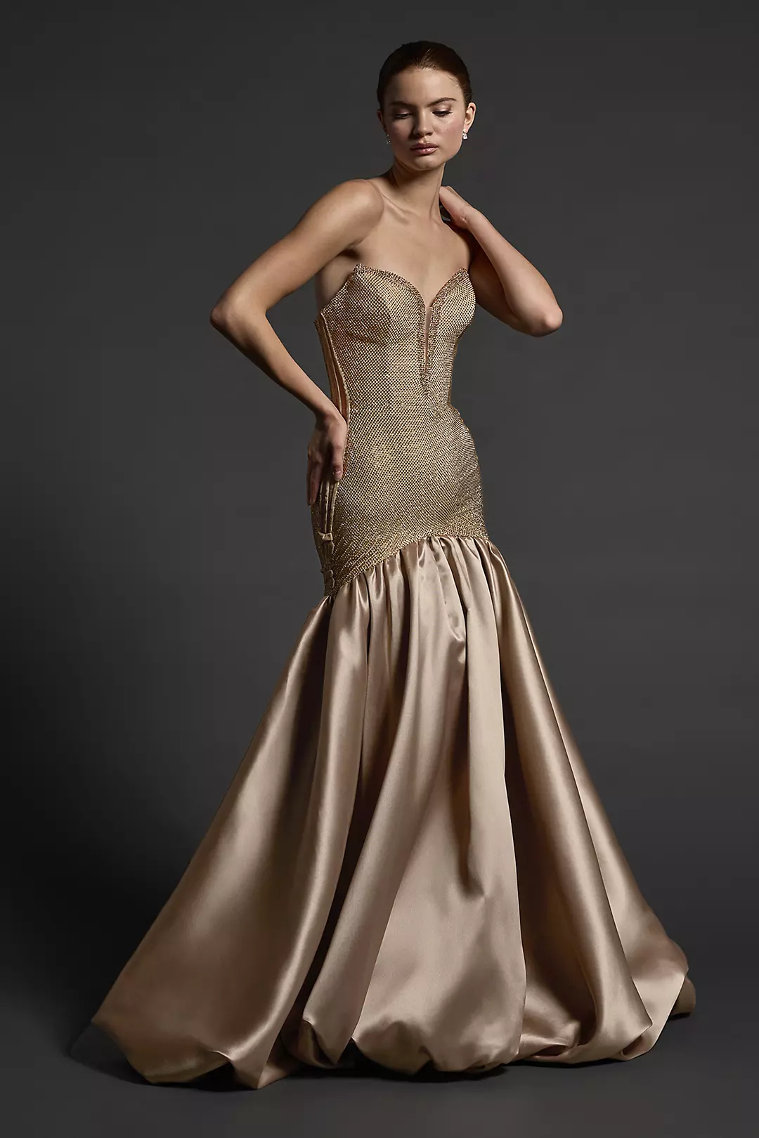 Couture Glittering Bubble Skirt Mermaid Dress - Image 3
