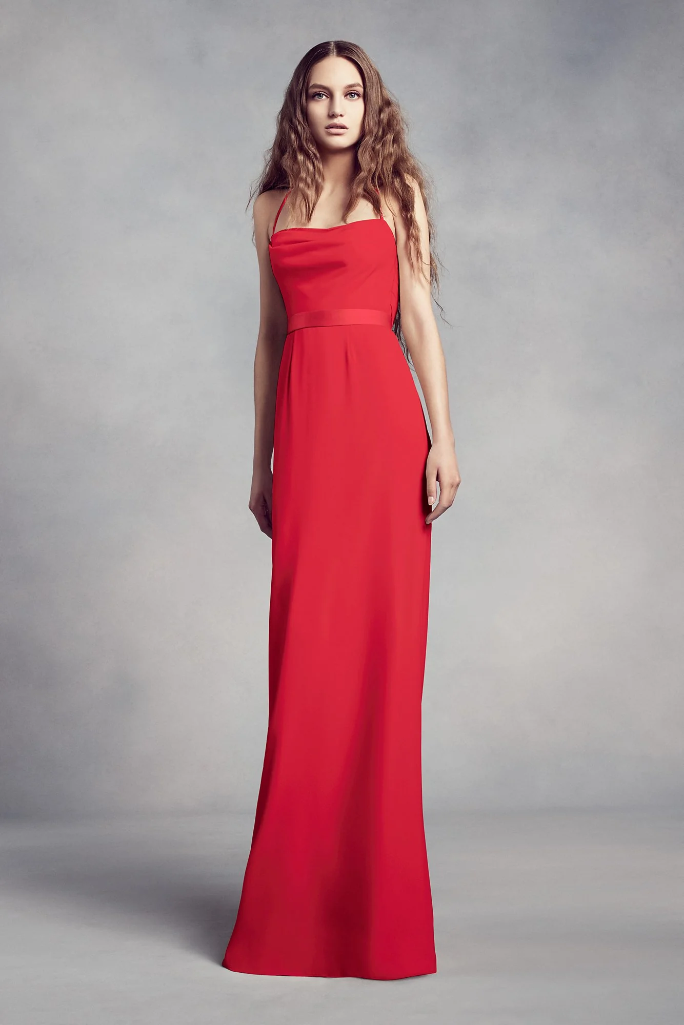 Cowl-Back Crepe Bridesmaid Dress with Illusion - Image 11