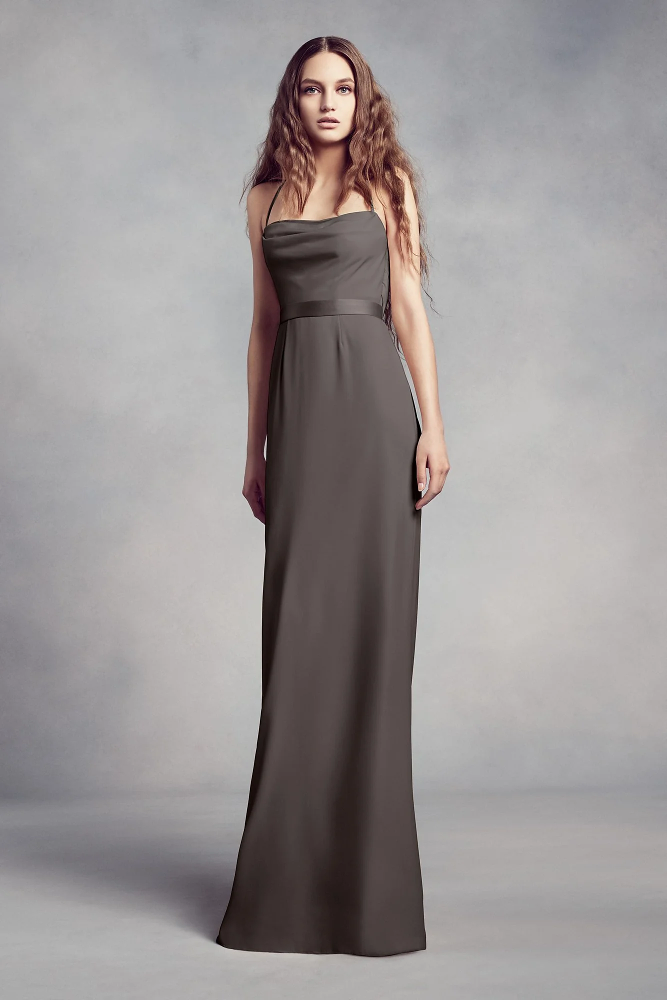 Cowl-Back Crepe Bridesmaid Dress with Illusion - Image 5