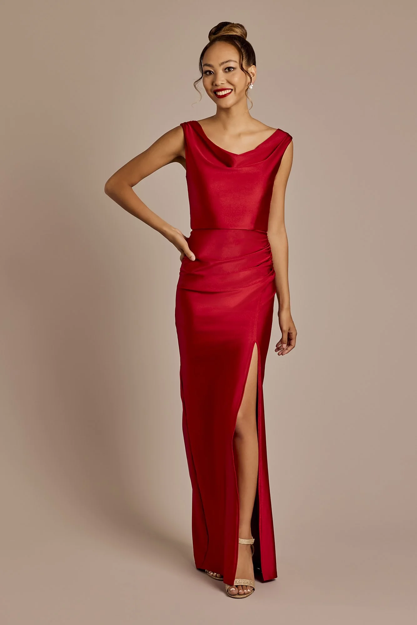 Cowl Neck Power Stretch Sheath Dress - Image 3