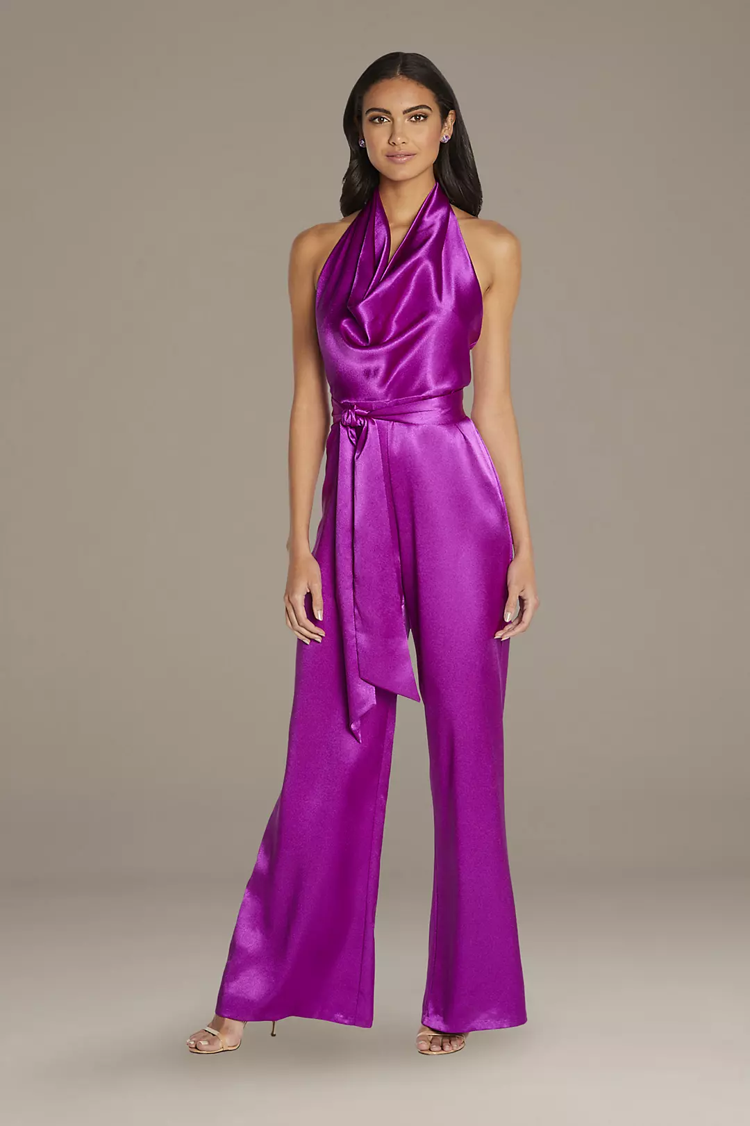 Cowl Neck Satin Halter Jumpsuit with Open Back - Image 6