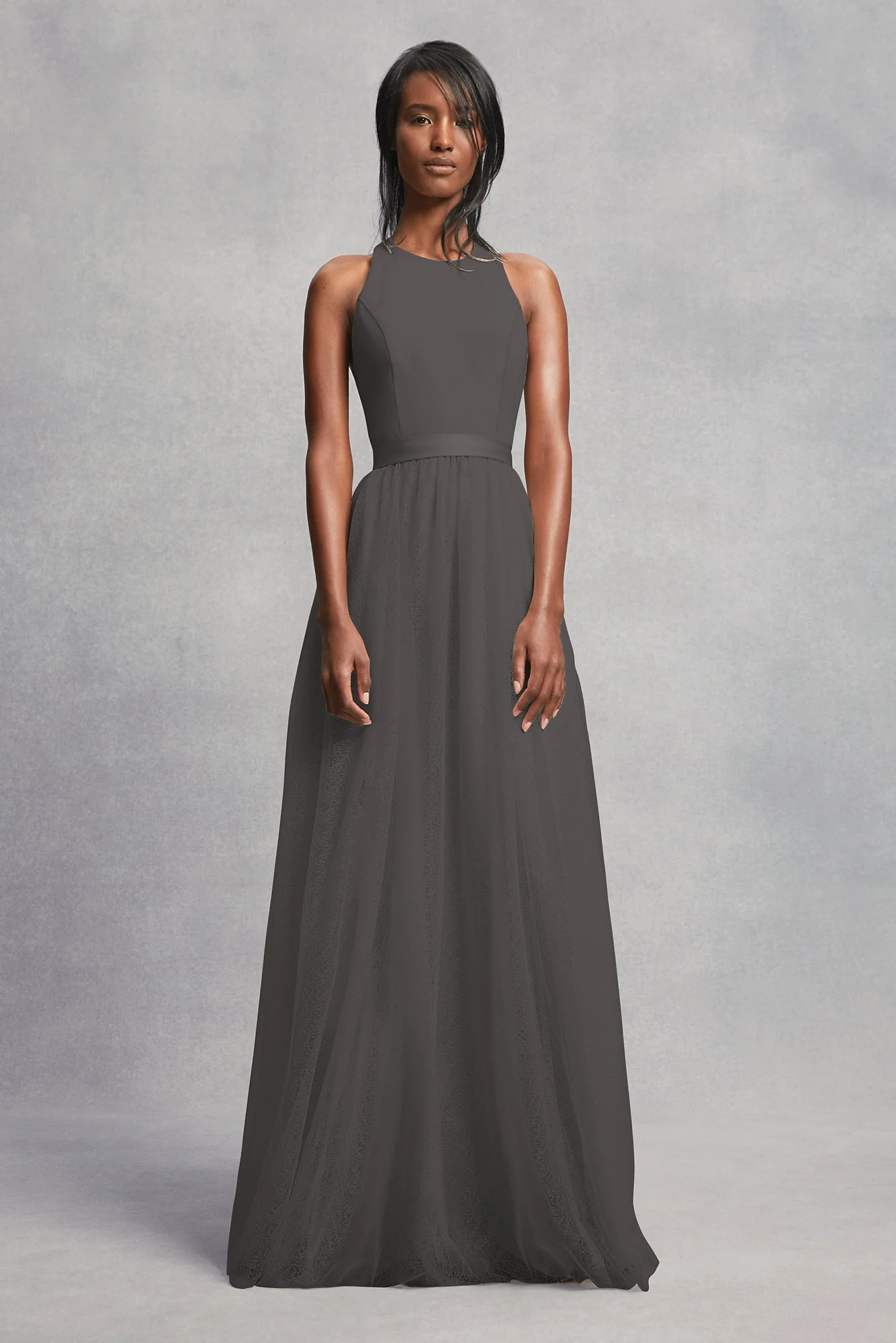 Crepe and Tulle T-Back Bridesmaid Dress - Image 11