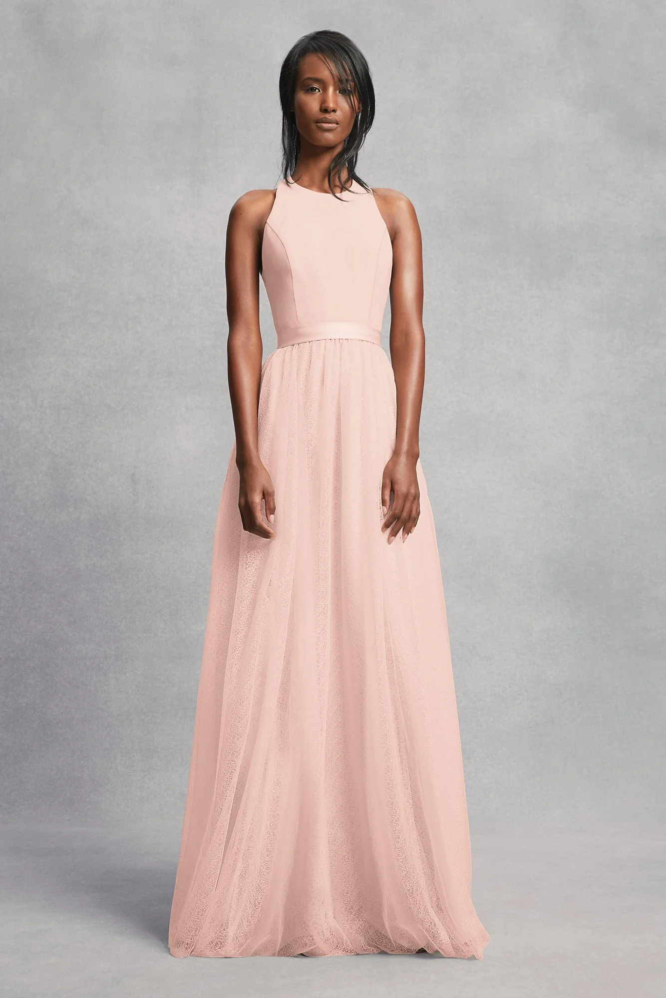 Crepe and Tulle T-Back Bridesmaid Dress - Image 18