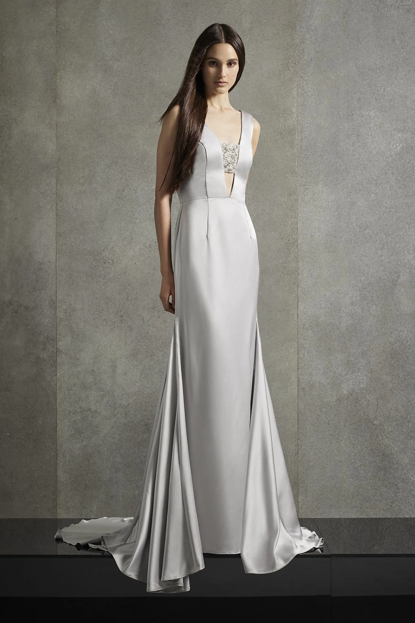 Crepe-Back Satin Gown with Encrusted Bandeau - Image 3