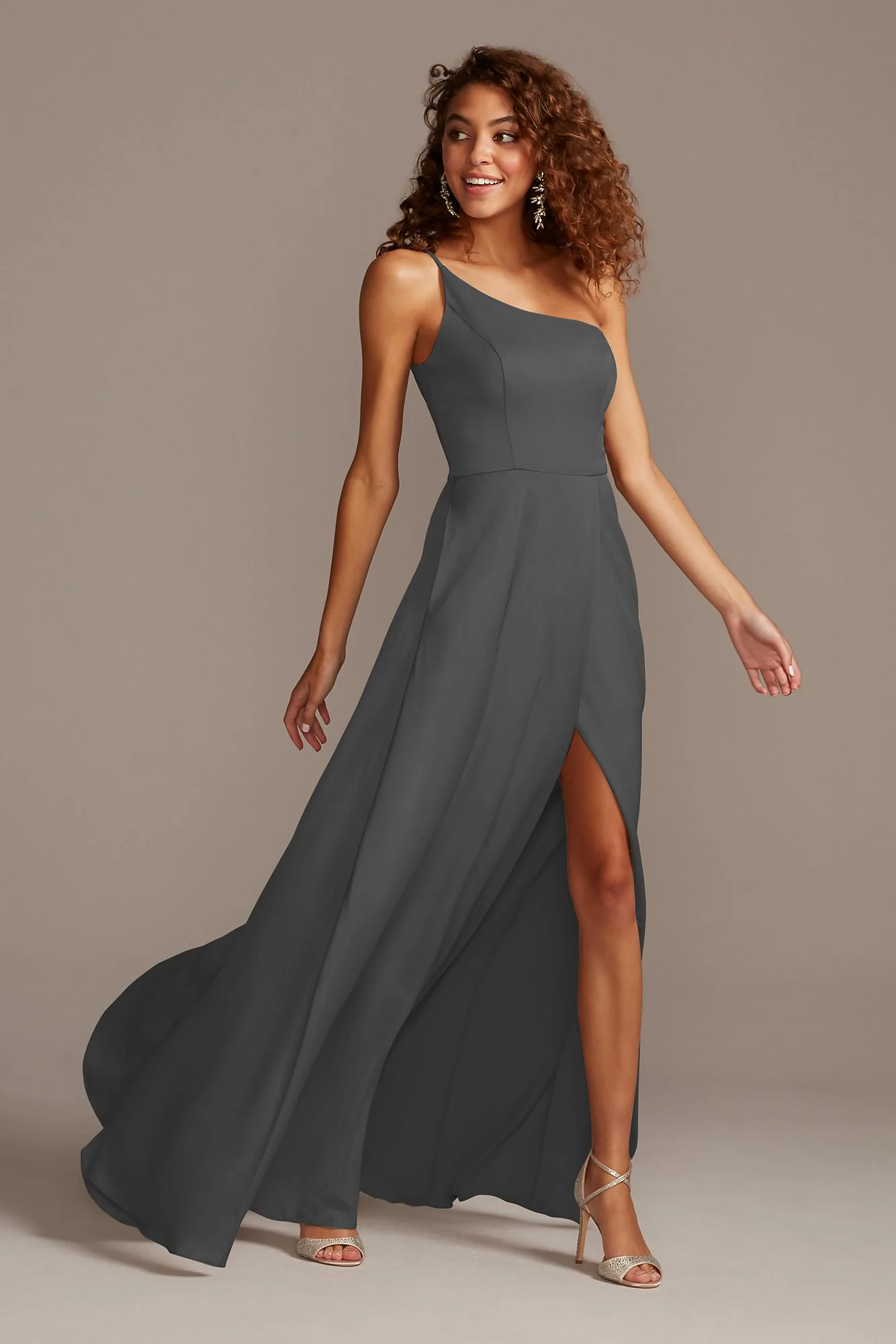 Crepe-Back Satin One-Shoulder Dress - Image 57