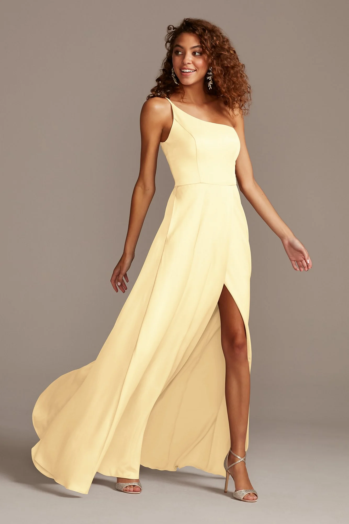 Crepe-Back Satin One-Shoulder Dress - Image 58