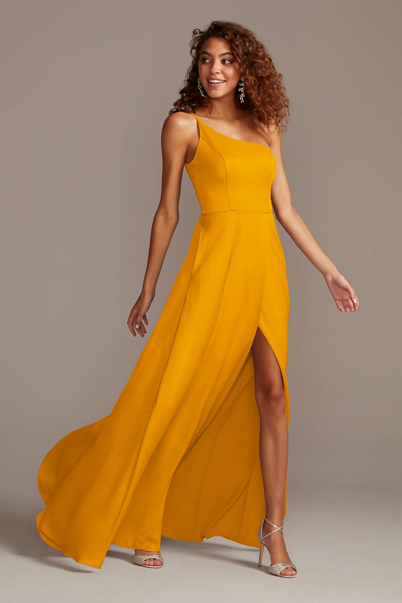 Crepe-Back Satin One-Shoulder Dress - Image 67