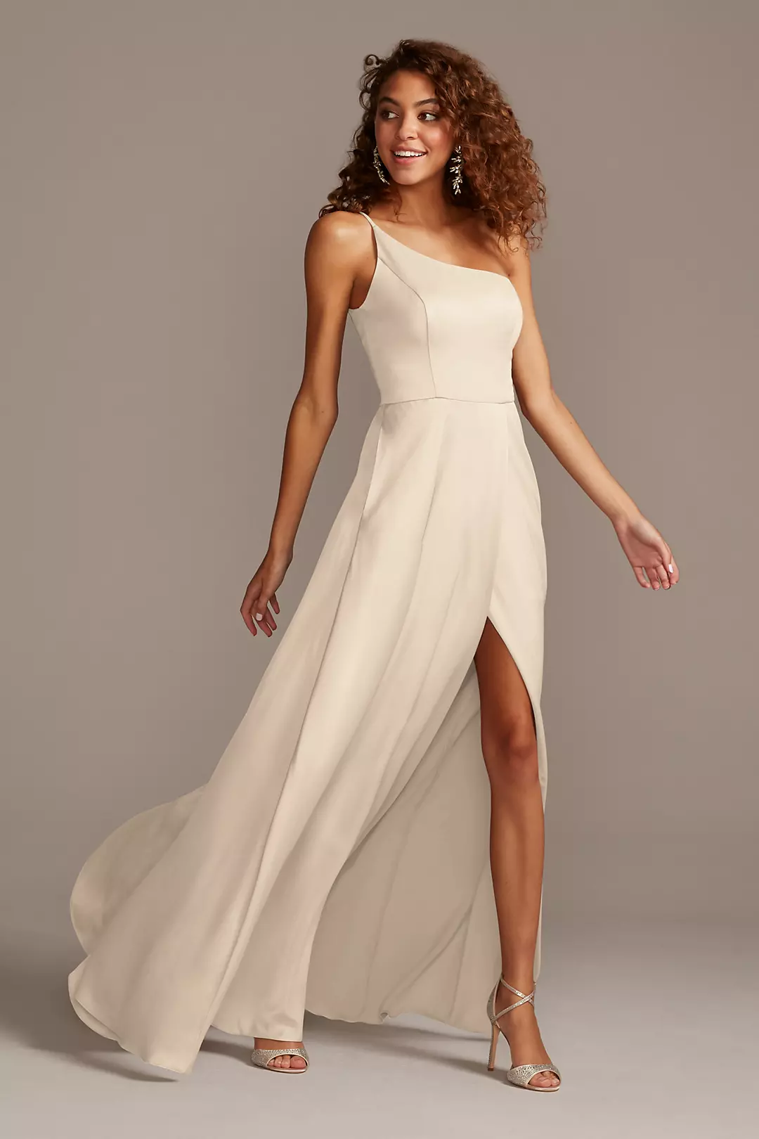 Crepe-Back Satin One-Shoulder Dress - Image 74