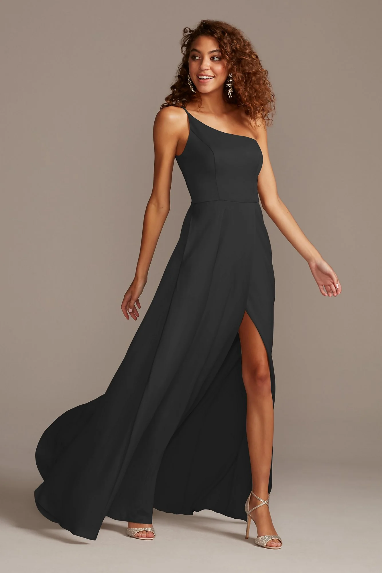 Crepe-Back Satin One-Shoulder Dress - Image 79