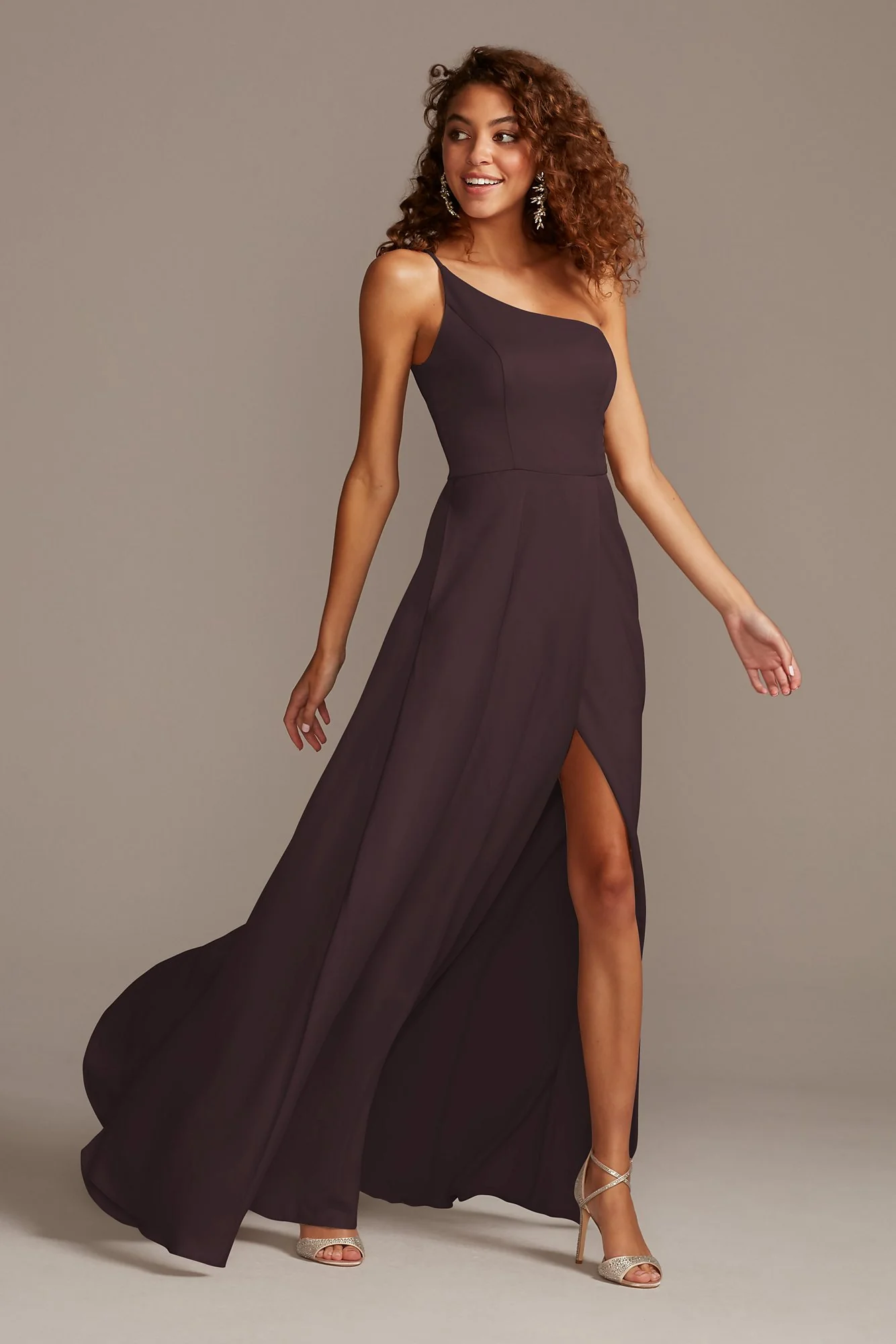Crepe-Back Satin One-Shoulder Dress - Image 85