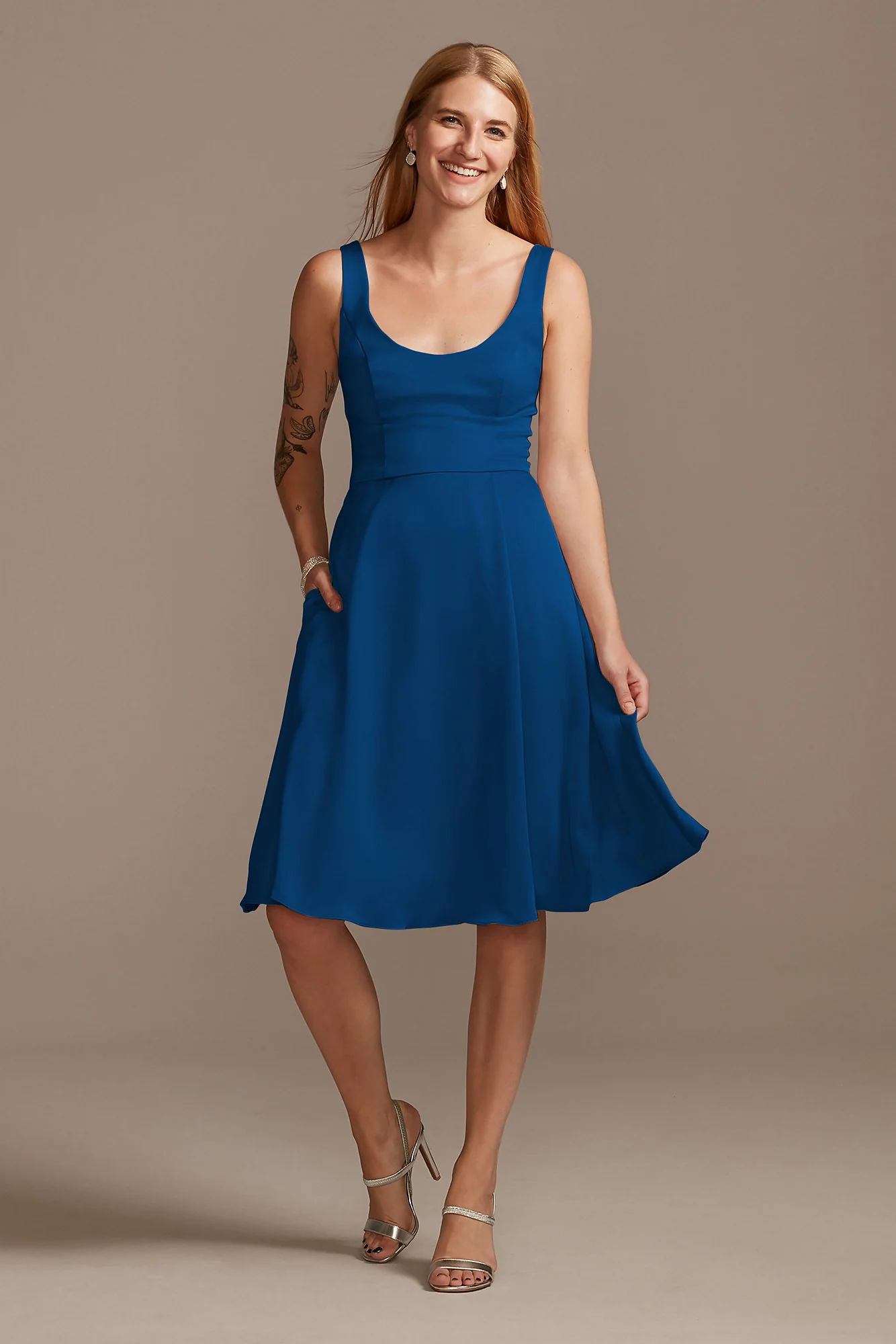 Crepe-Back Satin Scoop Tank Short Dress - Image 11