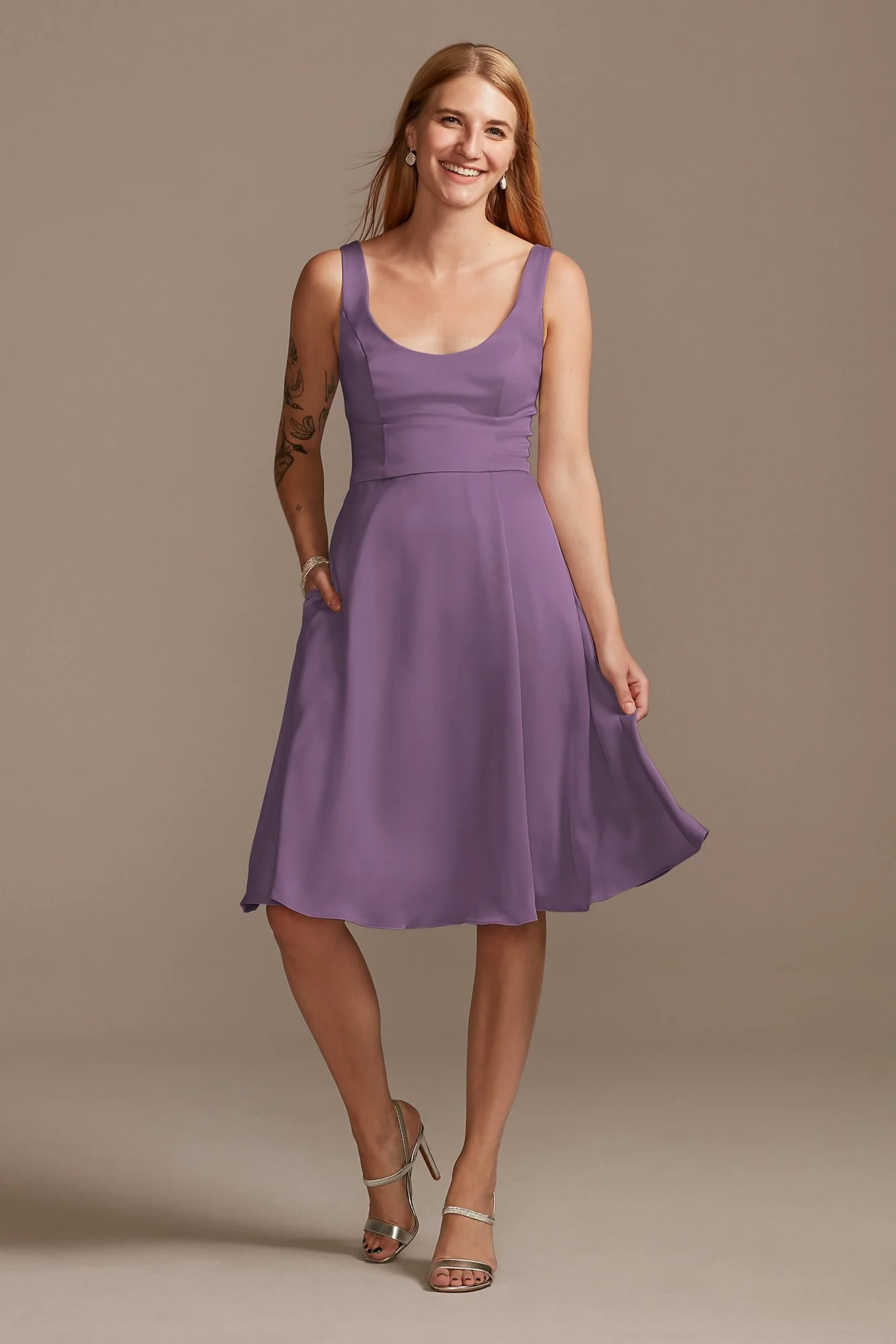 Crepe-Back Satin Scoop Tank Short Dress - Image 12