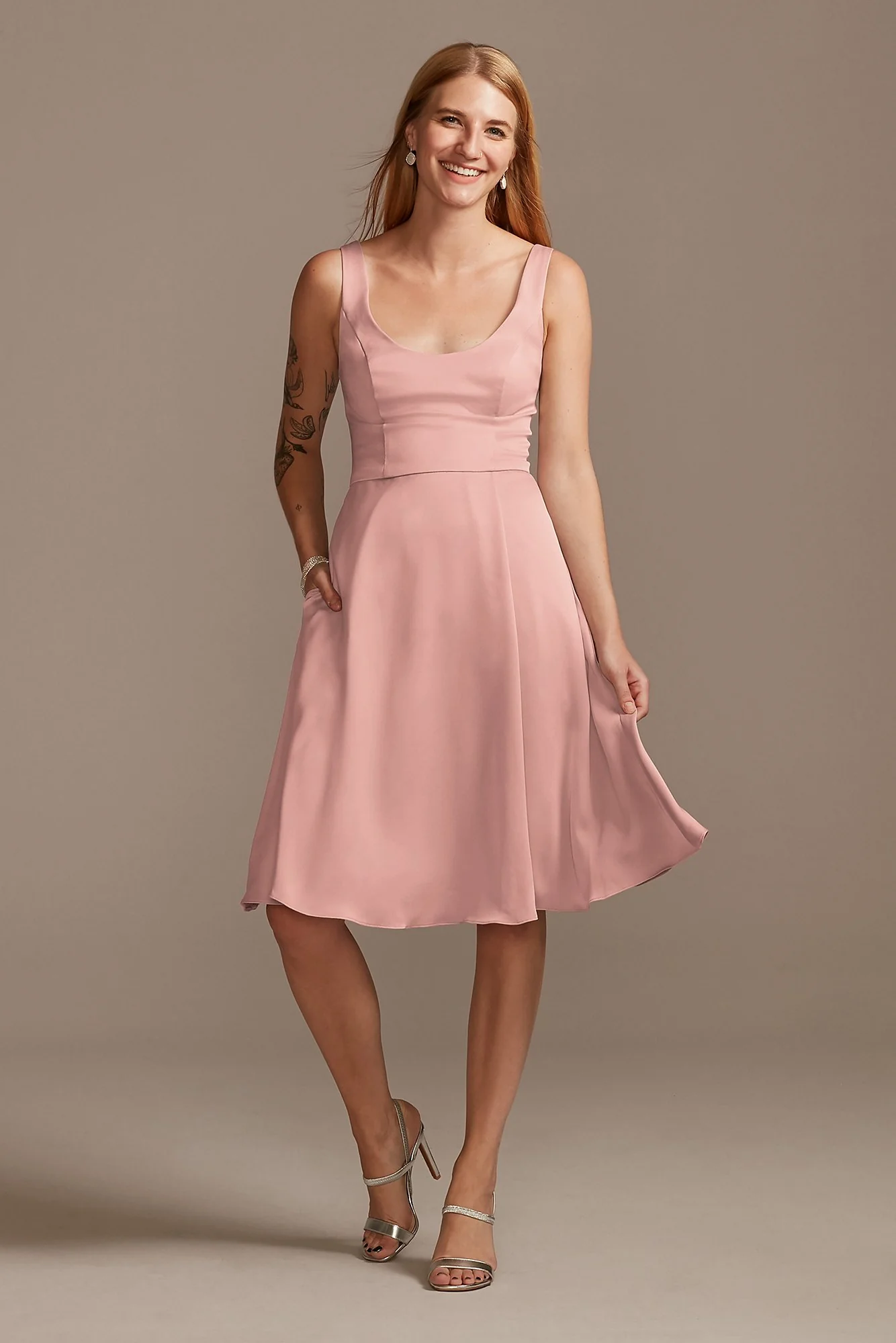 Crepe-Back Satin Scoop Tank Short Dress - Image 13