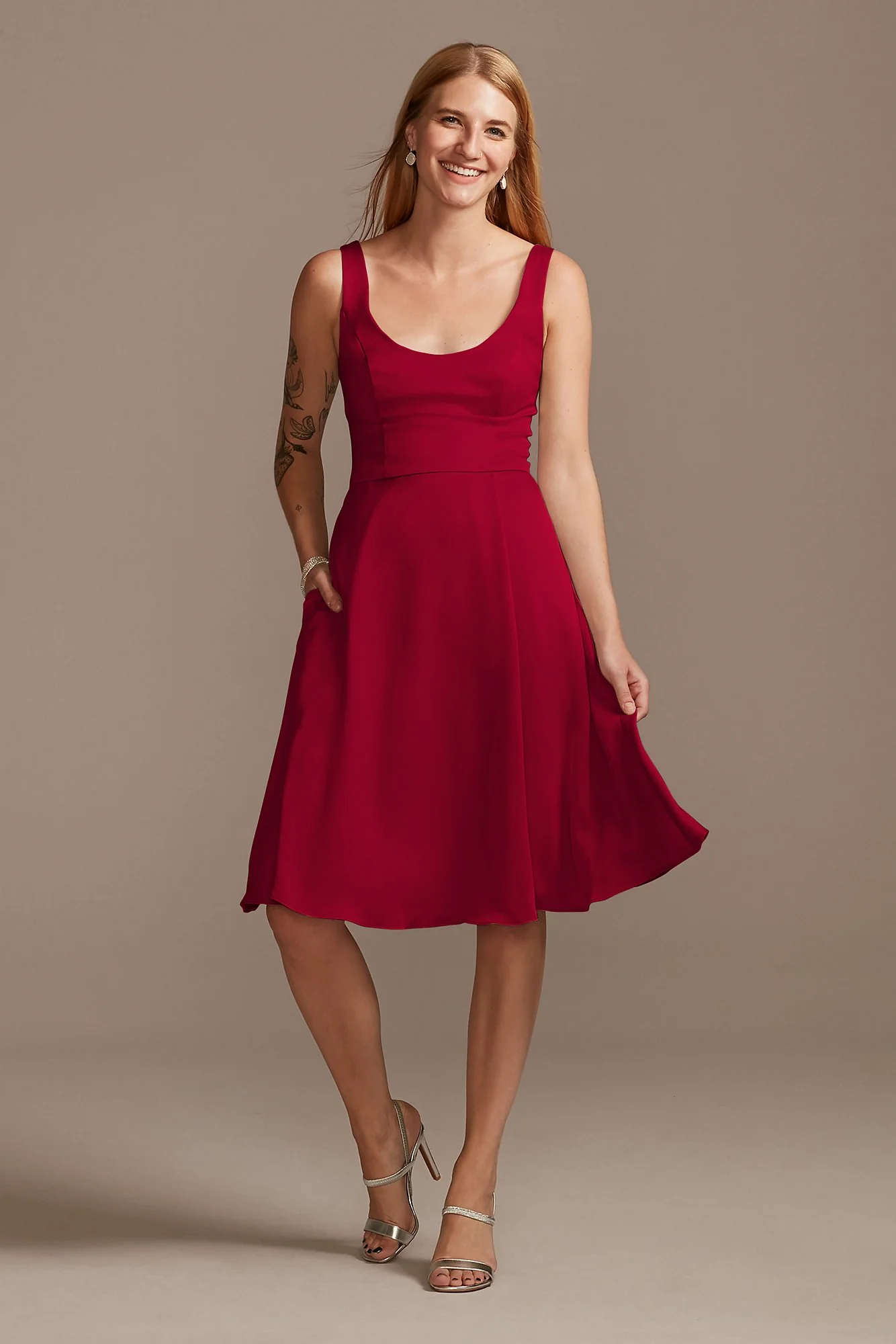 Crepe-Back Satin Scoop Tank Short Dress - Image 15