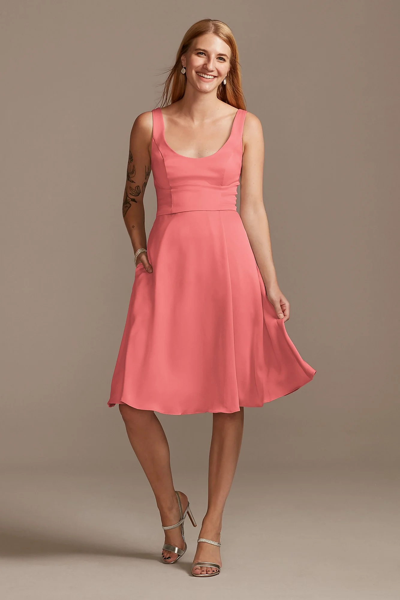 Crepe-Back Satin Scoop Tank Short Dress - Image 17