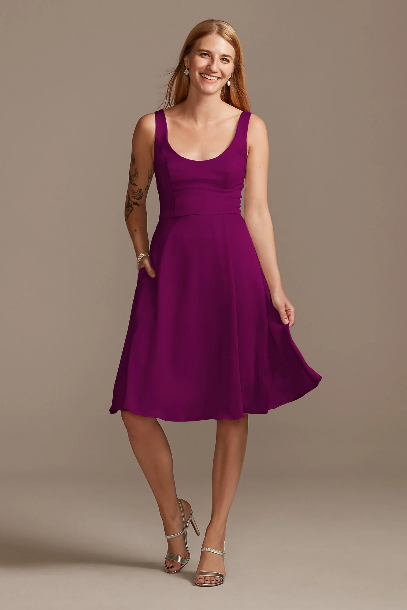 Crepe-Back Satin Scoop Tank Short Dress - Image 22