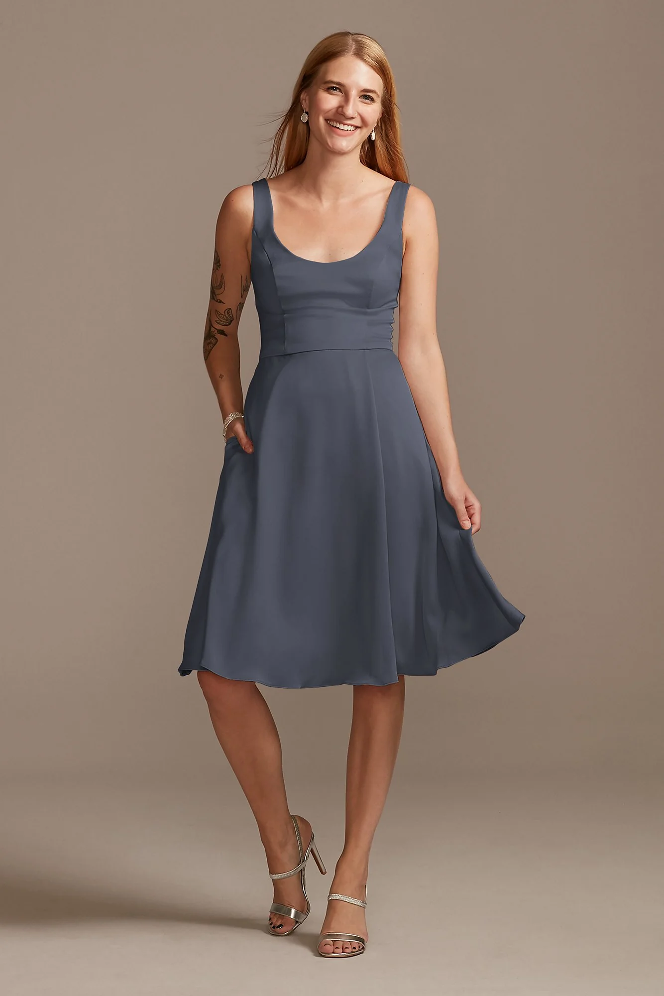 Crepe-Back Satin Scoop Tank Short Dress - Image 26