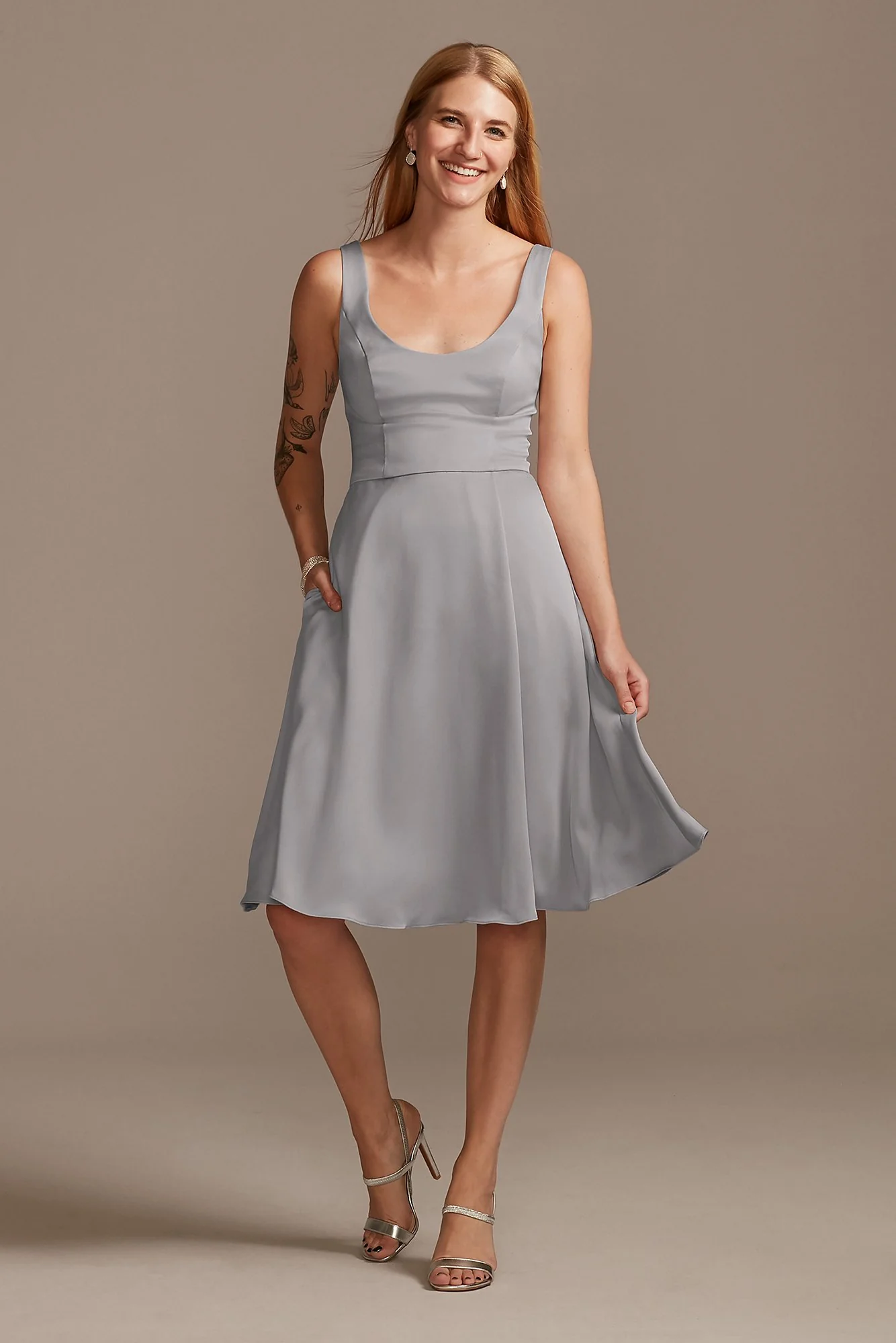 Crepe-Back Satin Scoop Tank Short Dress - Image 27