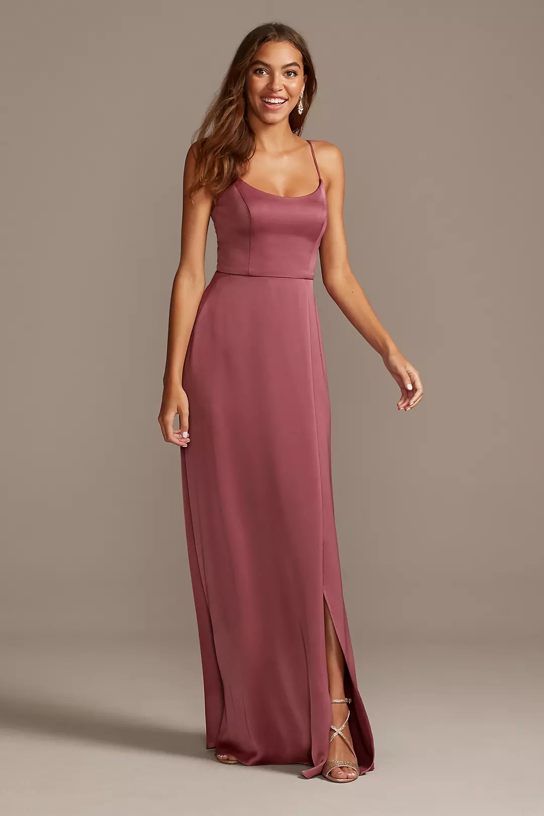 Crepe-Back Satin Spaghetti Strap Dress - Image 118