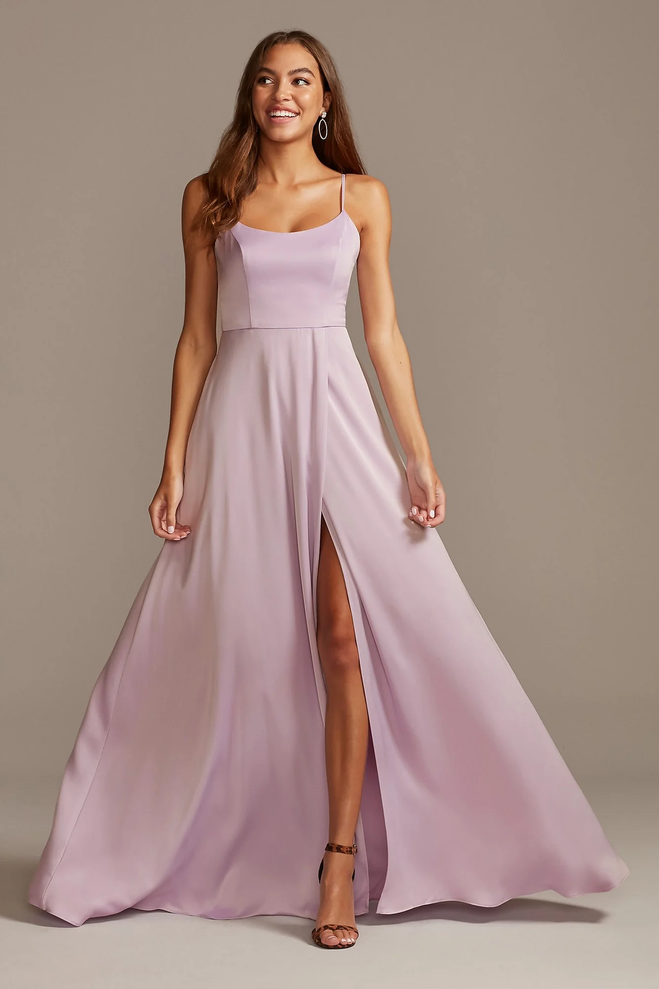 Crepe-Back Satin Spaghetti Strap Dress - Image 74