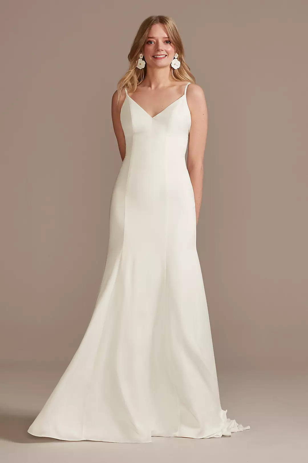 Crepe Back Satin Spaghetti Strap V-Neck Slip Dress - Image 4