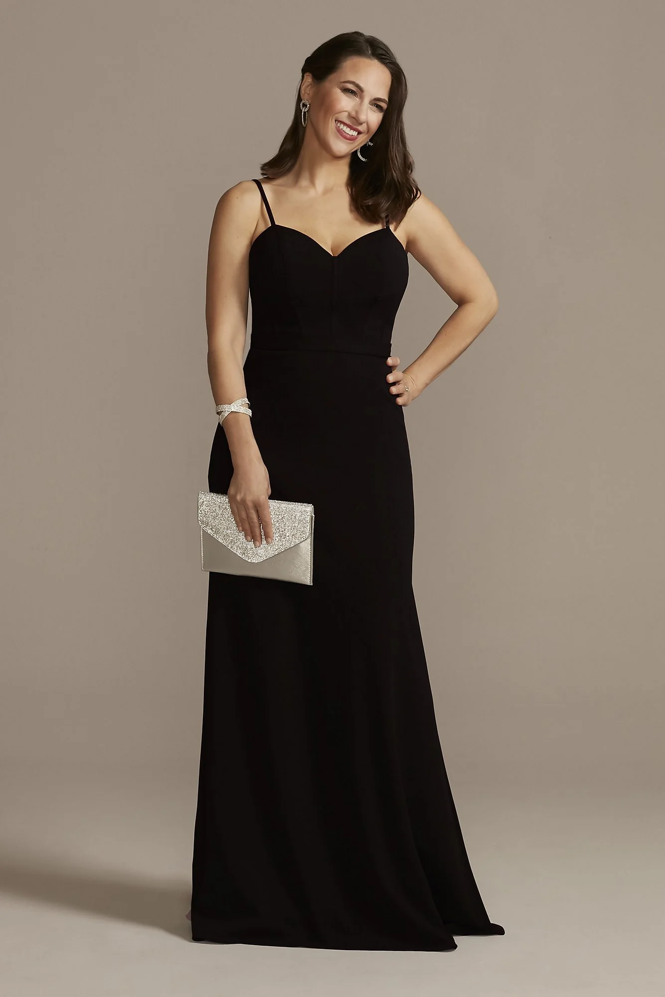 Crepe Corset Bodice Sheath Dress