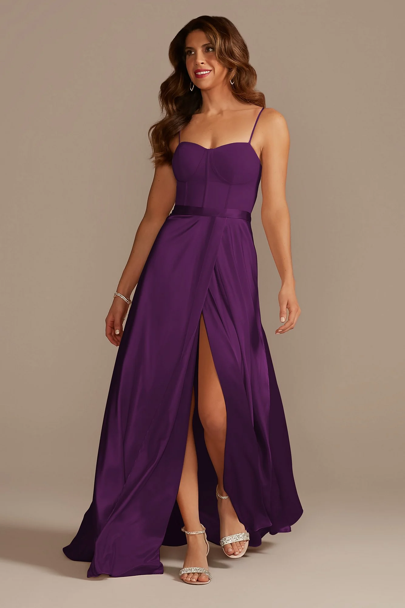 Crepe Corset Bridesmaid Dress with Charmeuse Skirt - Image 15