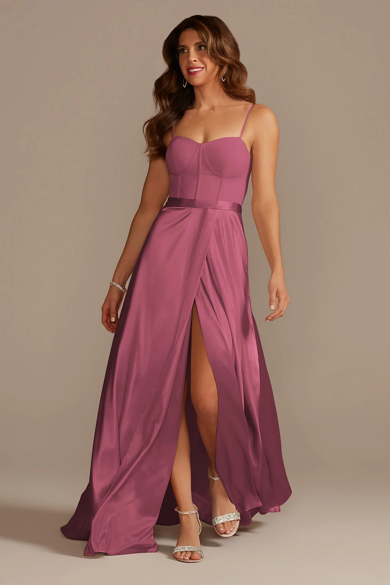 Crepe Corset Bridesmaid Dress with Charmeuse Skirt - Image 19