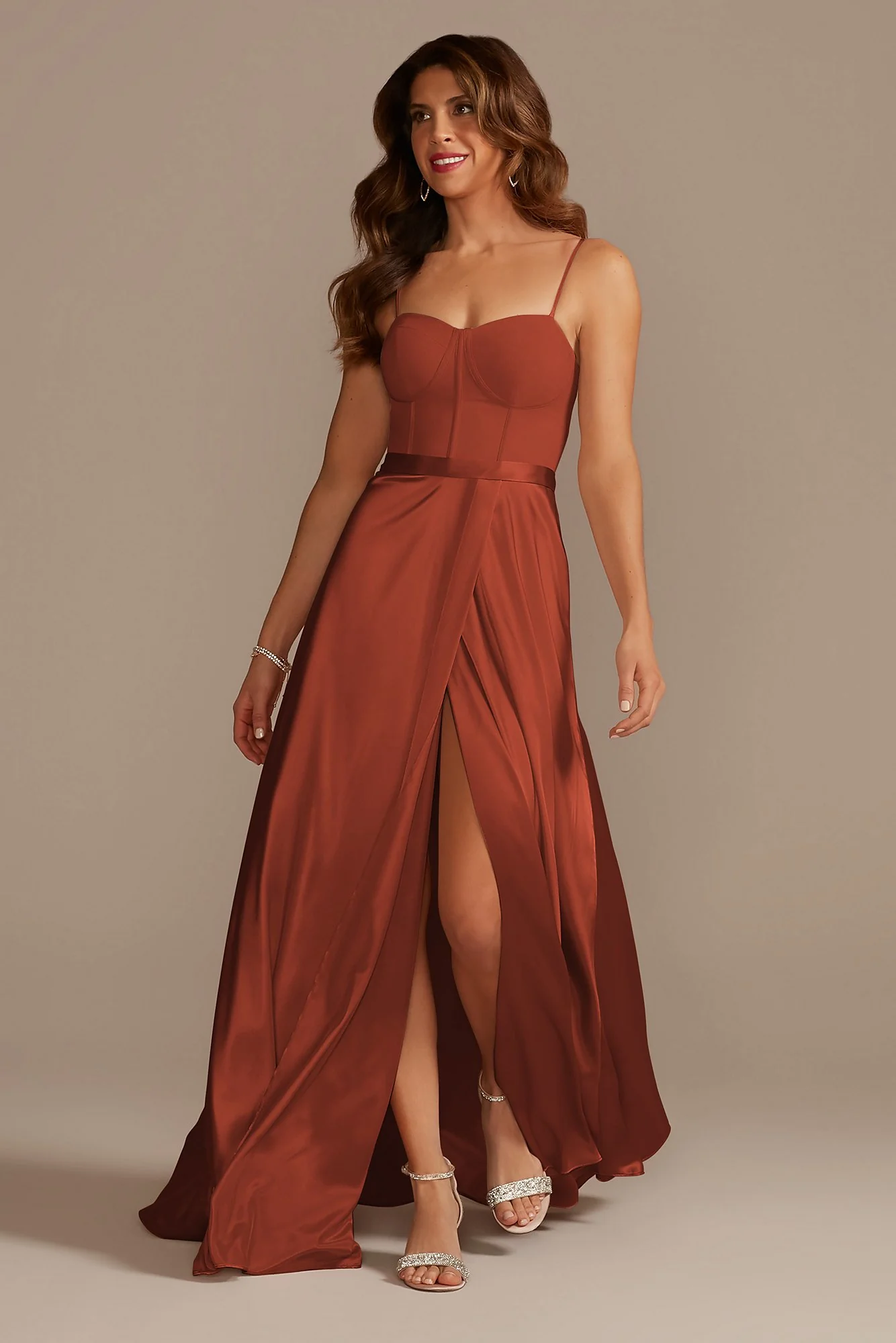 Crepe Corset Bridesmaid Dress with Charmeuse Skirt - Image 23