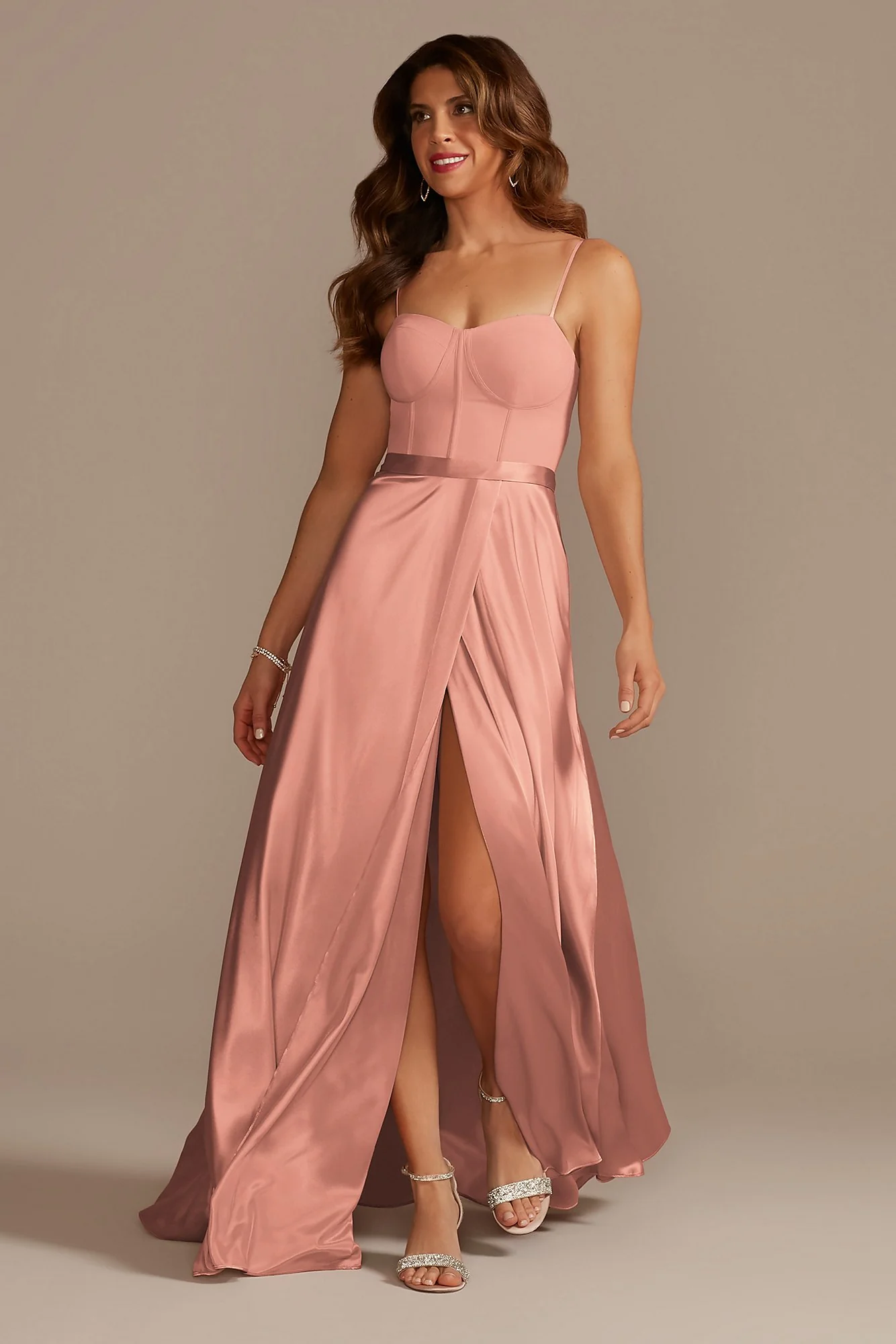 Crepe Corset Bridesmaid Dress with Charmeuse Skirt - Image 24