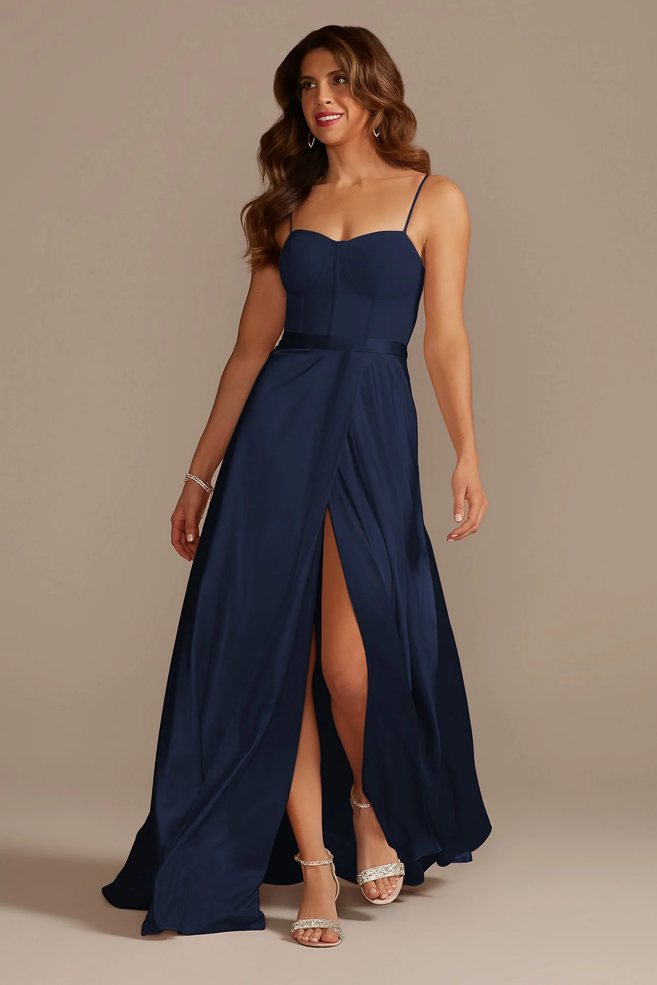 Crepe Corset Bridesmaid Dress with Charmeuse Skirt - Image 30