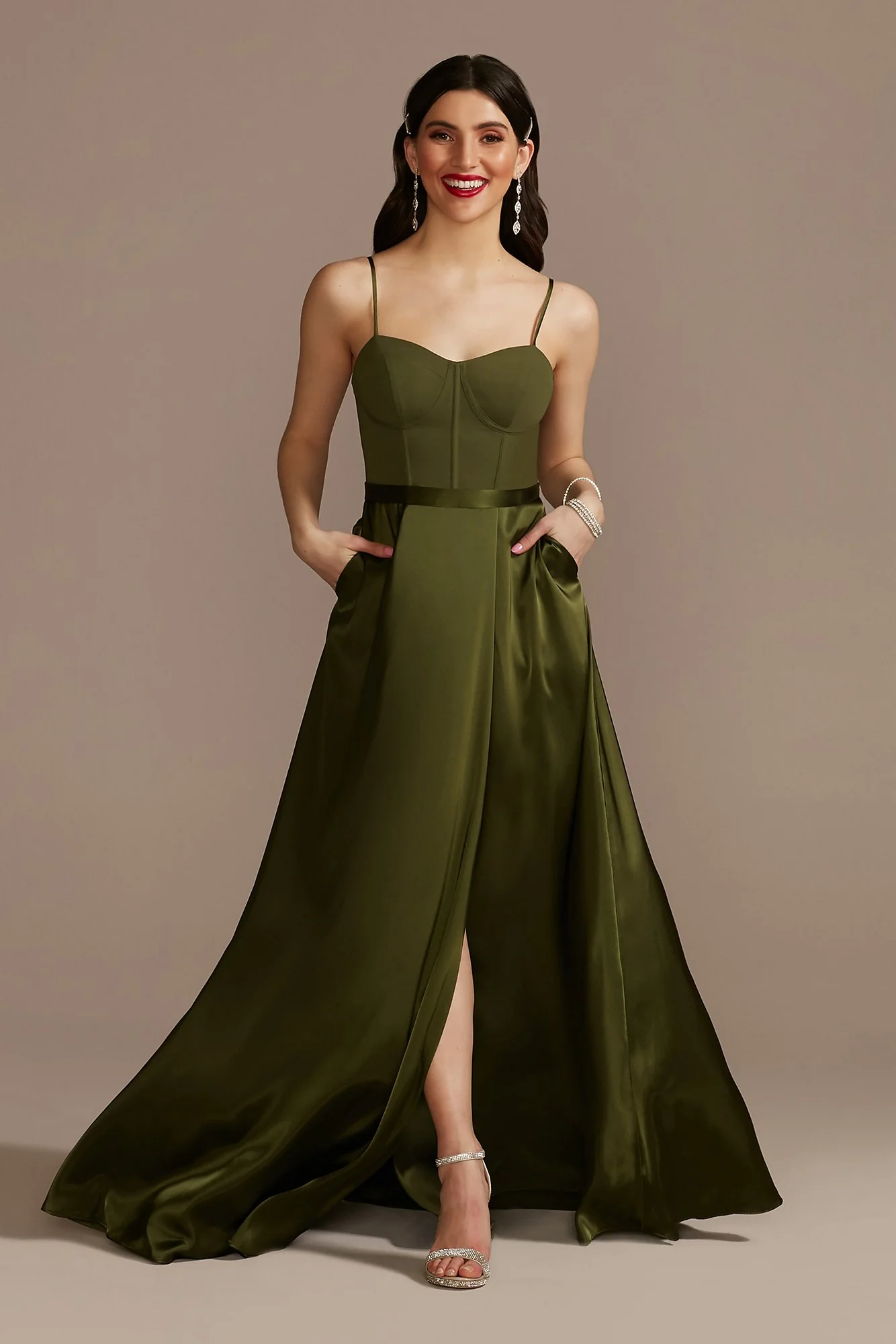 Crepe Corset Bridesmaid Dress with Charmeuse Skirt - Image 31