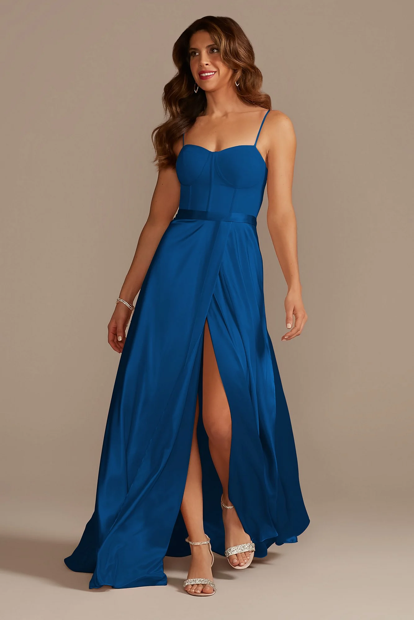 Crepe Corset Bridesmaid Dress with Charmeuse Skirt - Image 34