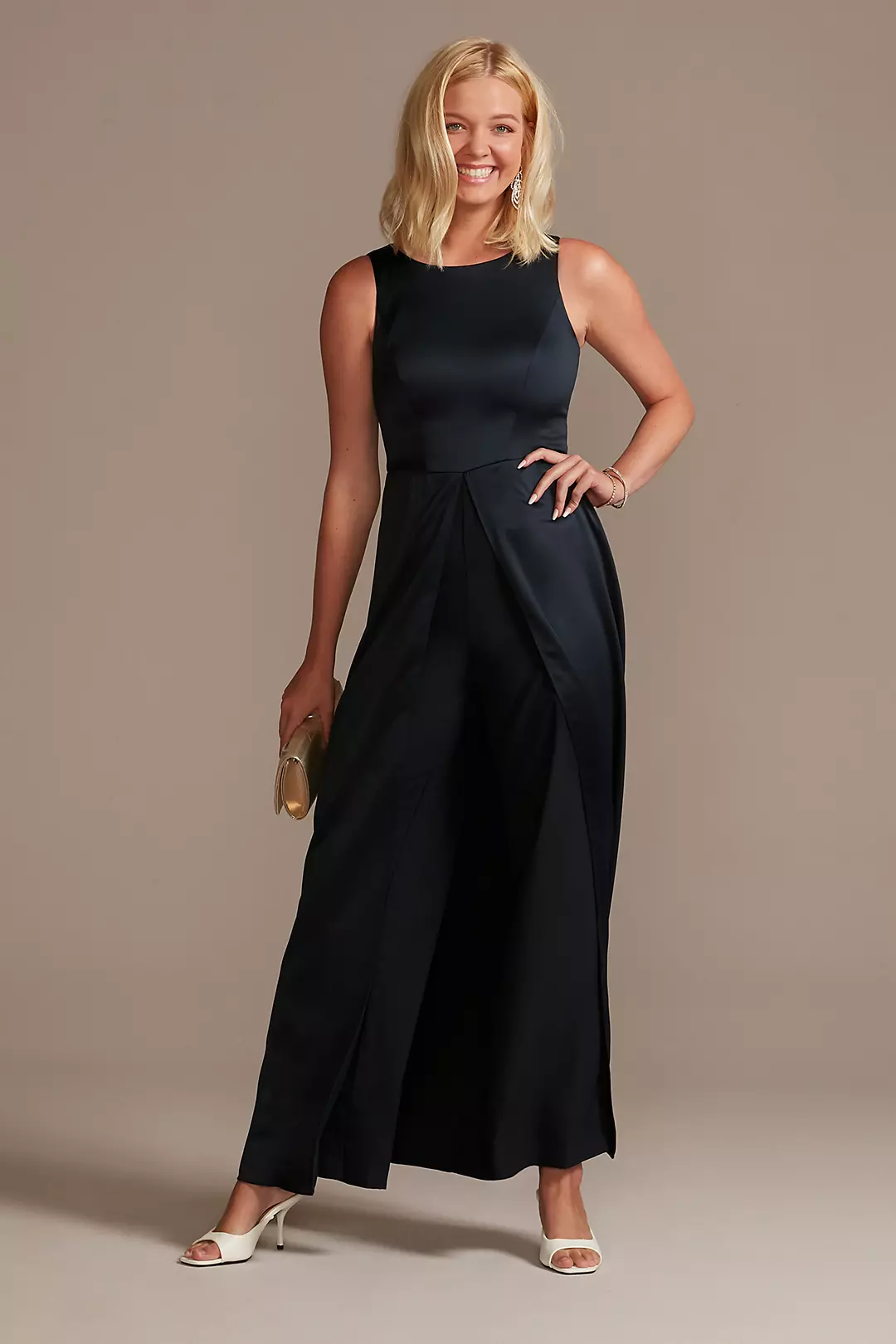 Crepe Jumpsuit with Satin Overskirt - Image 16