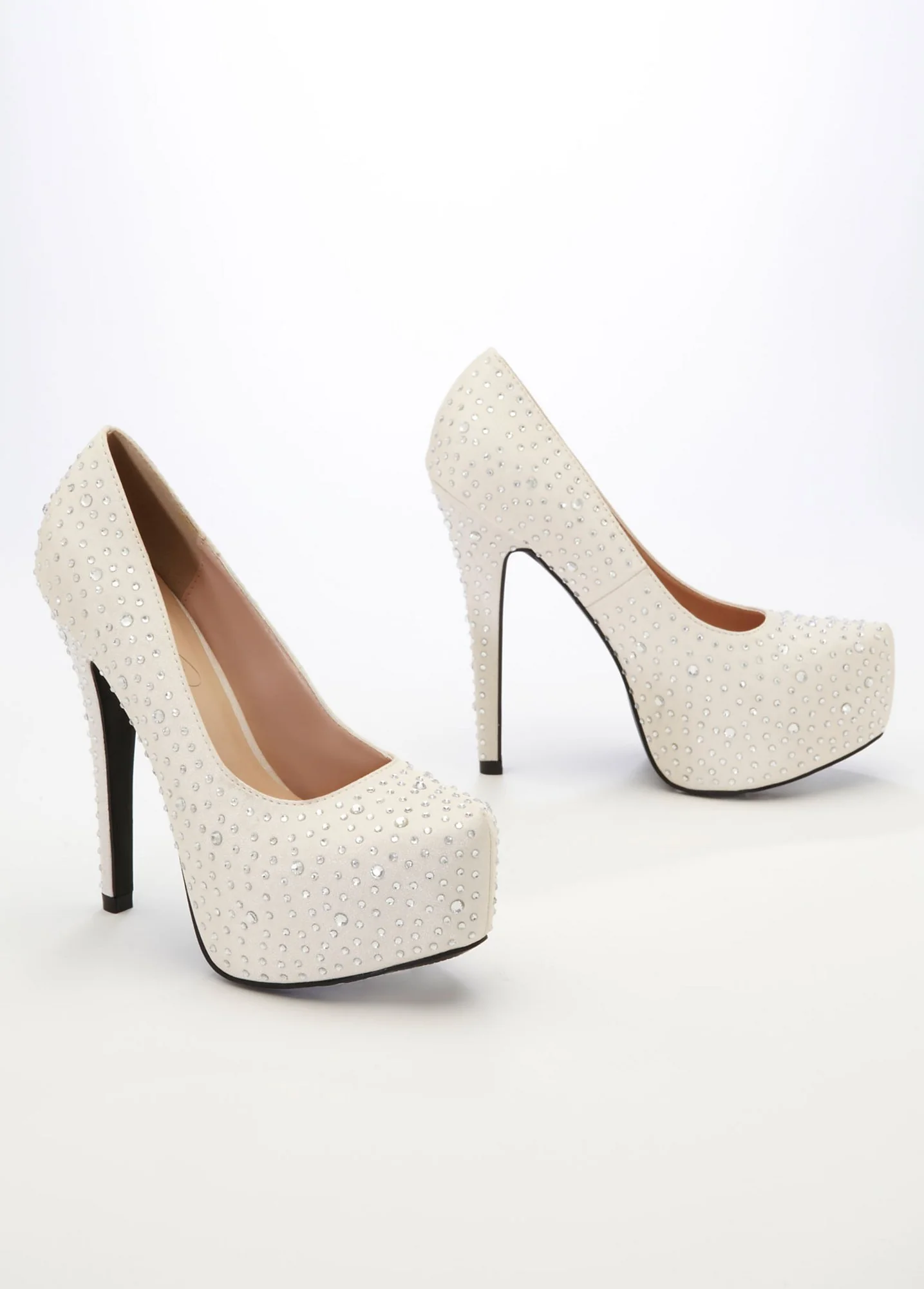 Crepe Platform Pump with Flatback Crystals